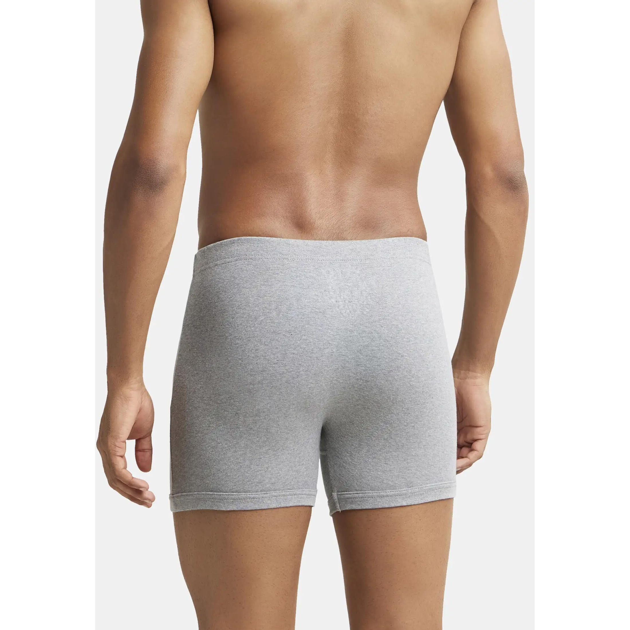 Jockey Men's Super Combed Cotton rib fabric Boxer Briefs with Front Fly, Ultrasoft and Durable concealed waistband (Pack of 2) 8008_Grey Melange_XXL