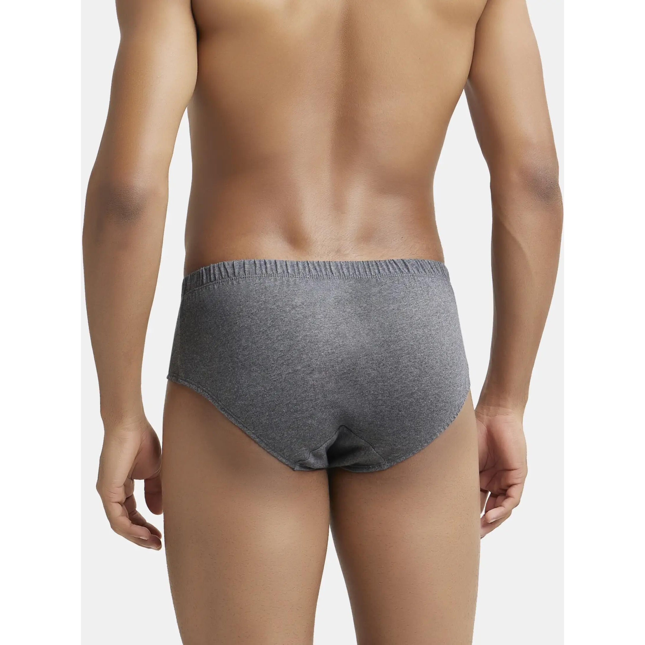 Jockey Men's Super Combed Cotton Poco Briefs with Durable concealed waistband (Pack of 2) 8035_Charcoal Melange_L