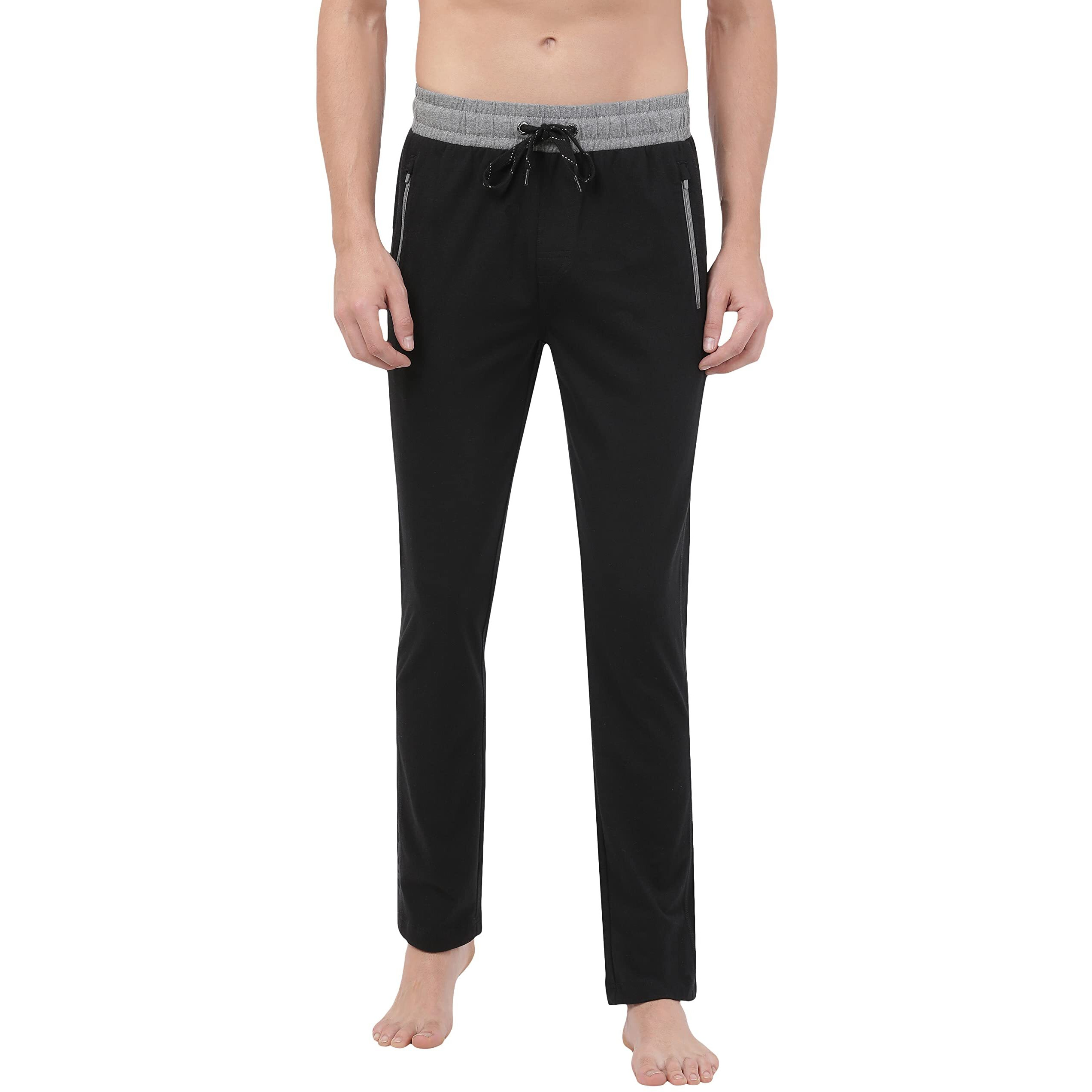 Jockey Men's Slim Fit Track pants(9510_Black & Grey Melange_large_Black & Grey Melange_Large)