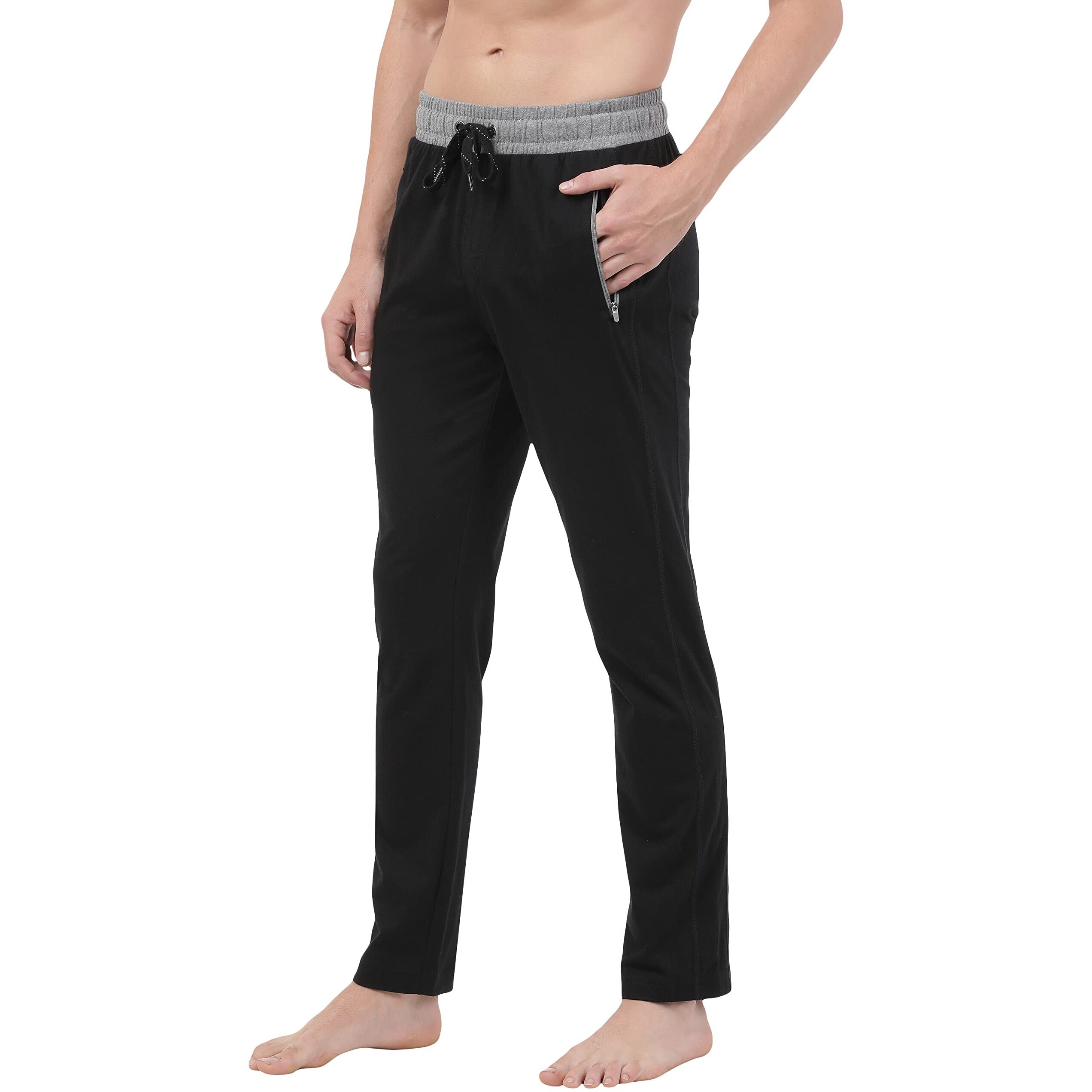 Jockey Men's Slim Fit Track pants(9510_Black & Grey Melange_large_Black & Grey Melange_Large)
