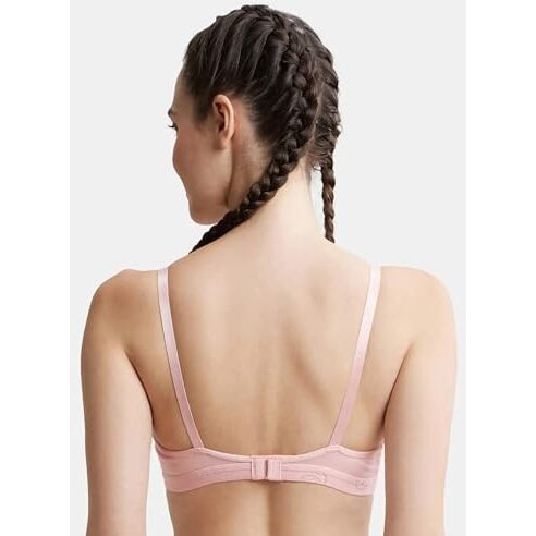 Jockey 1581 Women's Wirefree Non Padded Super Combed Cotton Elastane Stretch Medium Coverage Beginners Bra with Ultrasoft and Durable Underband_Blush Pink_34B