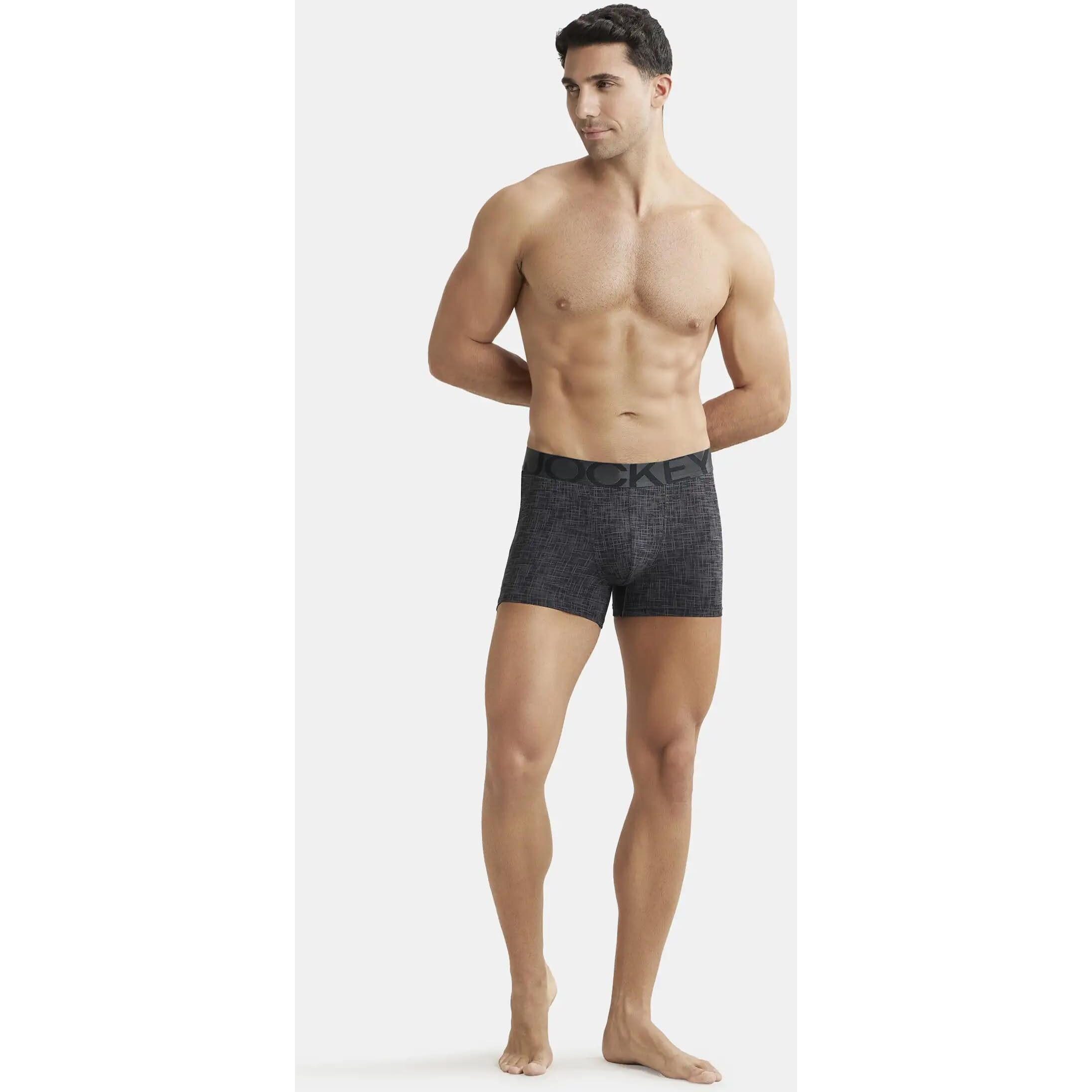 Jockey Men's Cotton Trunks (Pack of 1) (IC30_Ebony Grey Prints_X-Large_Grey_XL)