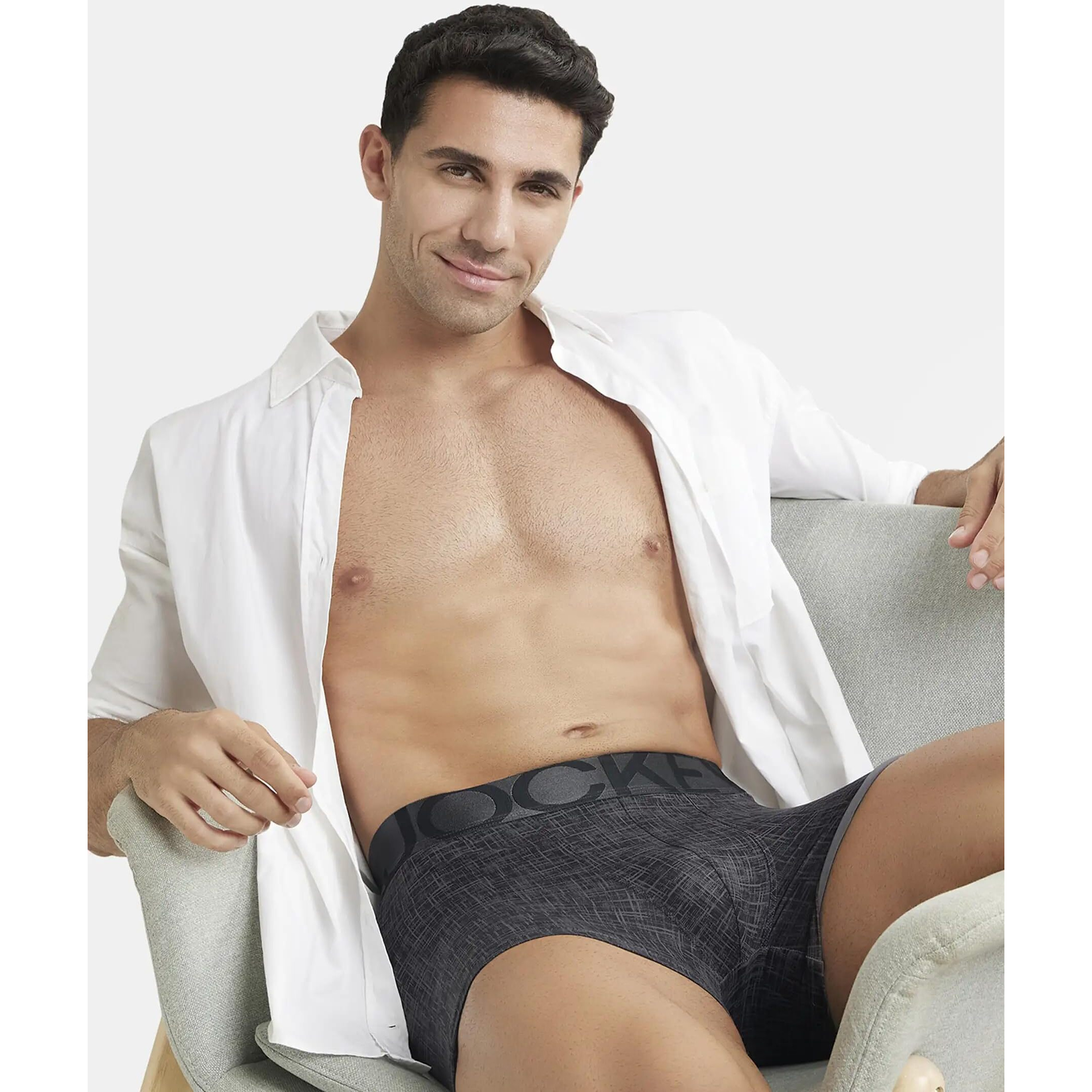 Jockey Men's Cotton Trunks (Pack of 1) (IC30_Ebony Grey Prints_X-Large_Grey_XL)