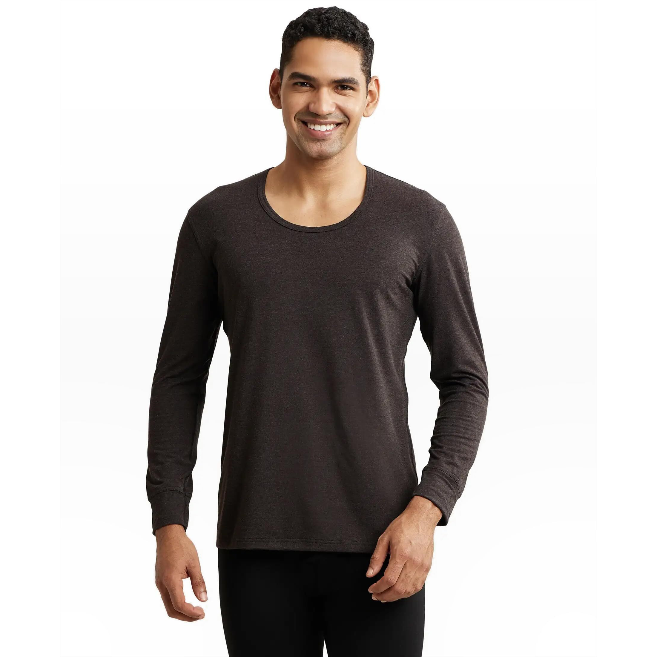 Jockey 2604 Men's Soft Touch Microfiber Elastane Stretch Full Sleeve Thermal Undershirt with Stay Warm Technology_Black_M