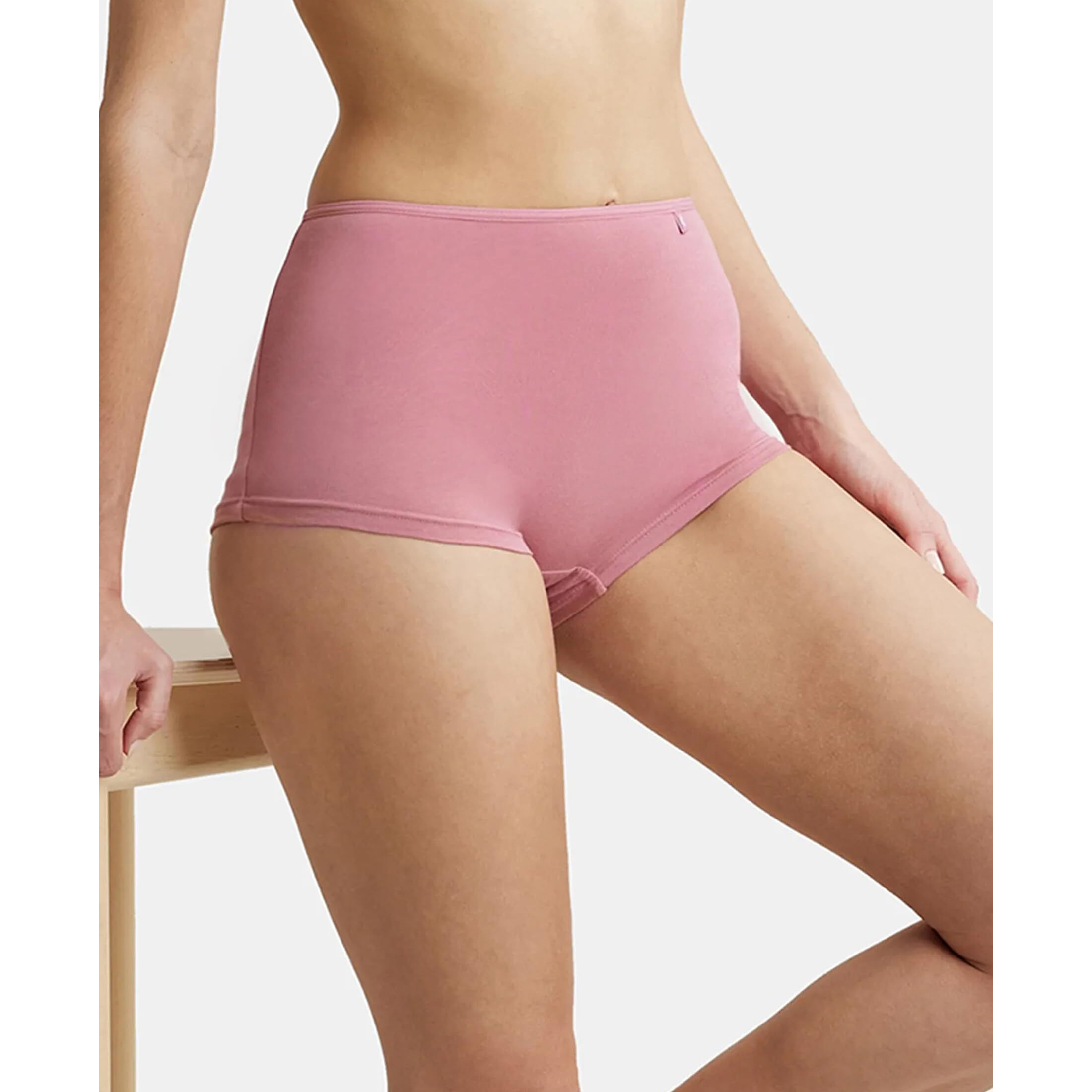 Jockey Women's Cotton Plain/Solid Boy Shorts (SS04, Heather Rose, Large)
