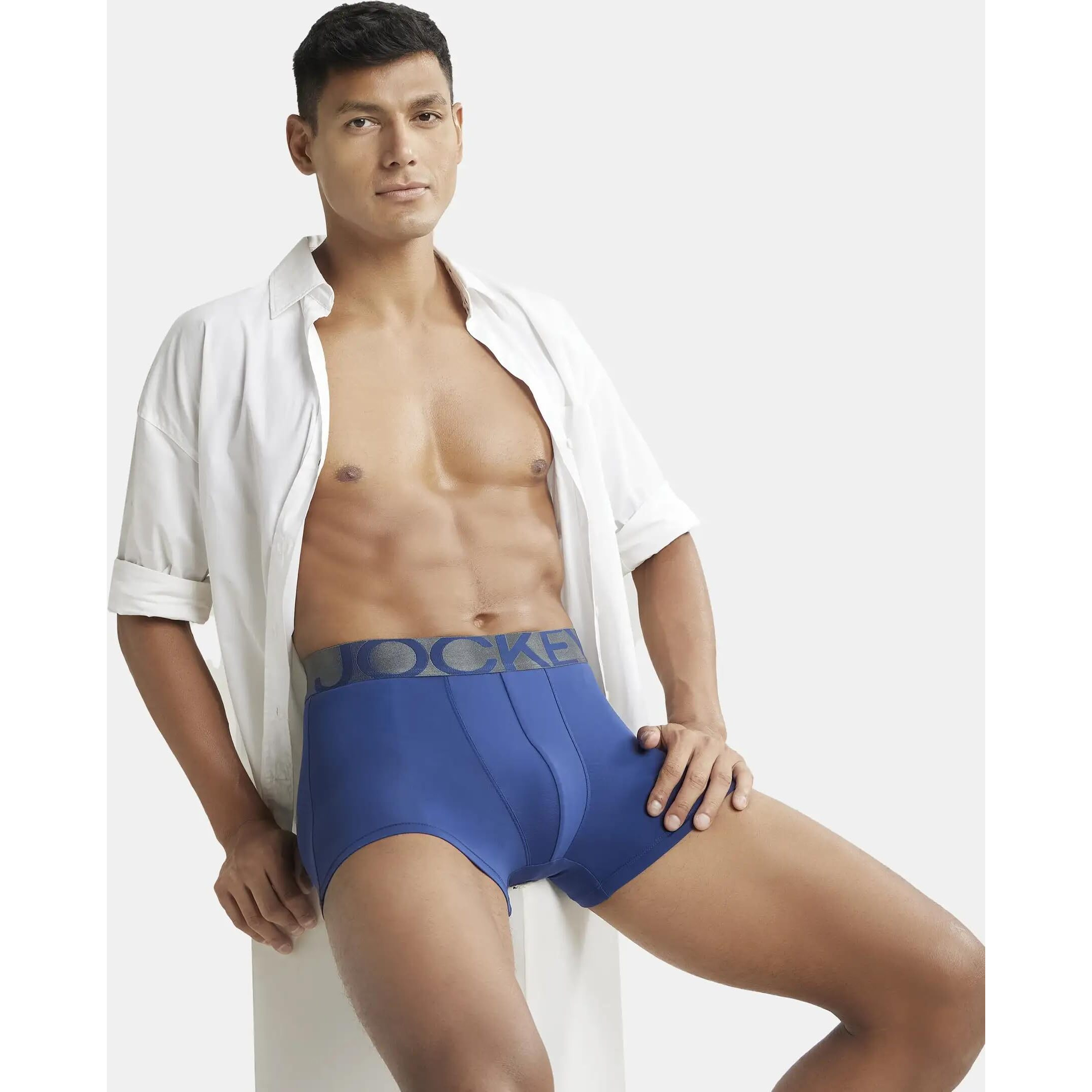 Jockey Men's Cotton Trunks (Pack of 1) (IC28_Royal Blue_Medium_Royal Blue_M)