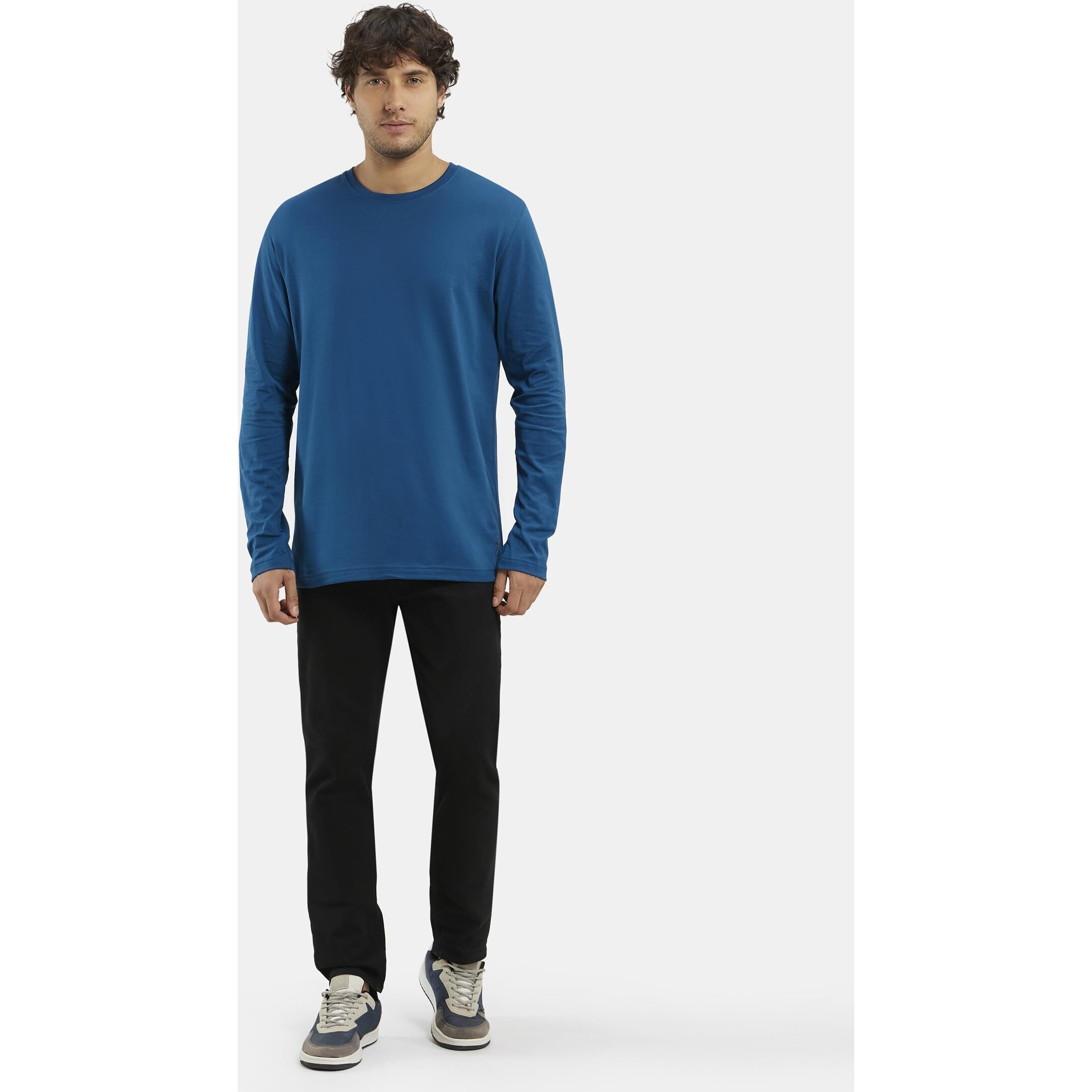 Jockey Men's Regular Fit Round Neck Full Sleeved T-Shirt AM95_Seaport Teal_M