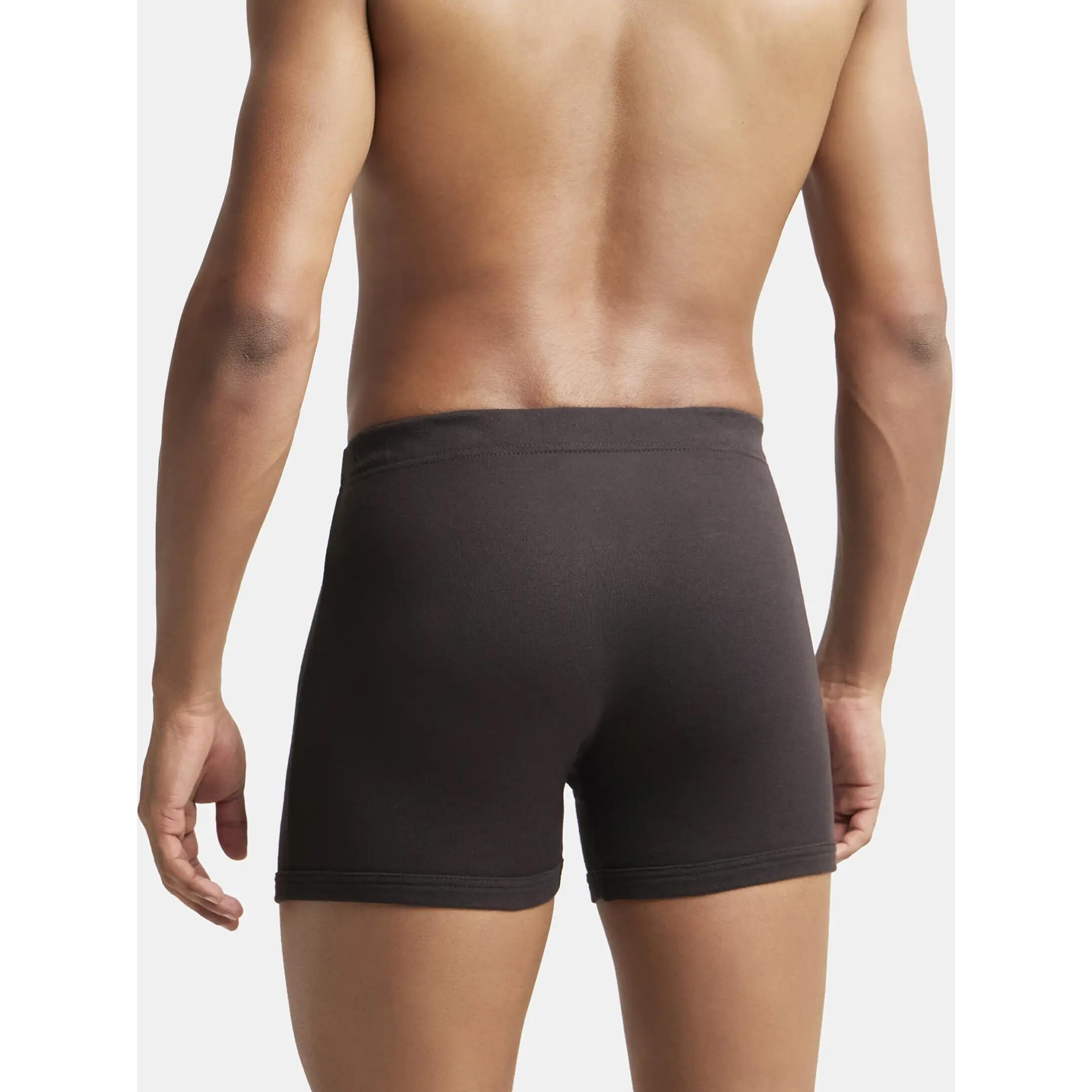Jockey Men's Super Combed Cotton Rib Fabric Boxer Briefs with Front Fly, Ultrasoft and Durable Concealed Waistband (Pack of 2) 8008_Brown_M
