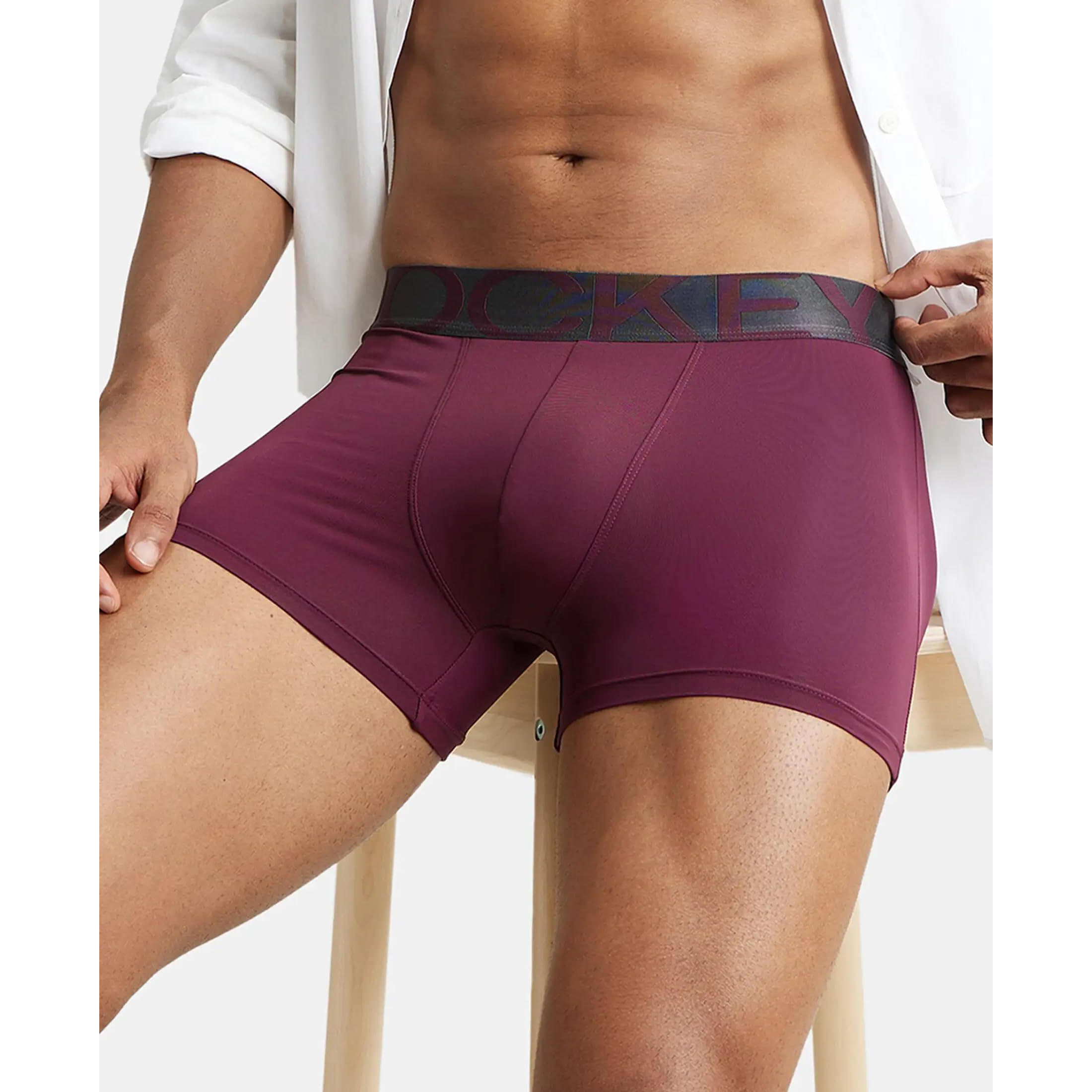 Jockey Men's Cotton Ultra Soft Trunk (Pack of 1) (IC28_Wind_Large_Wine Tasting_L)