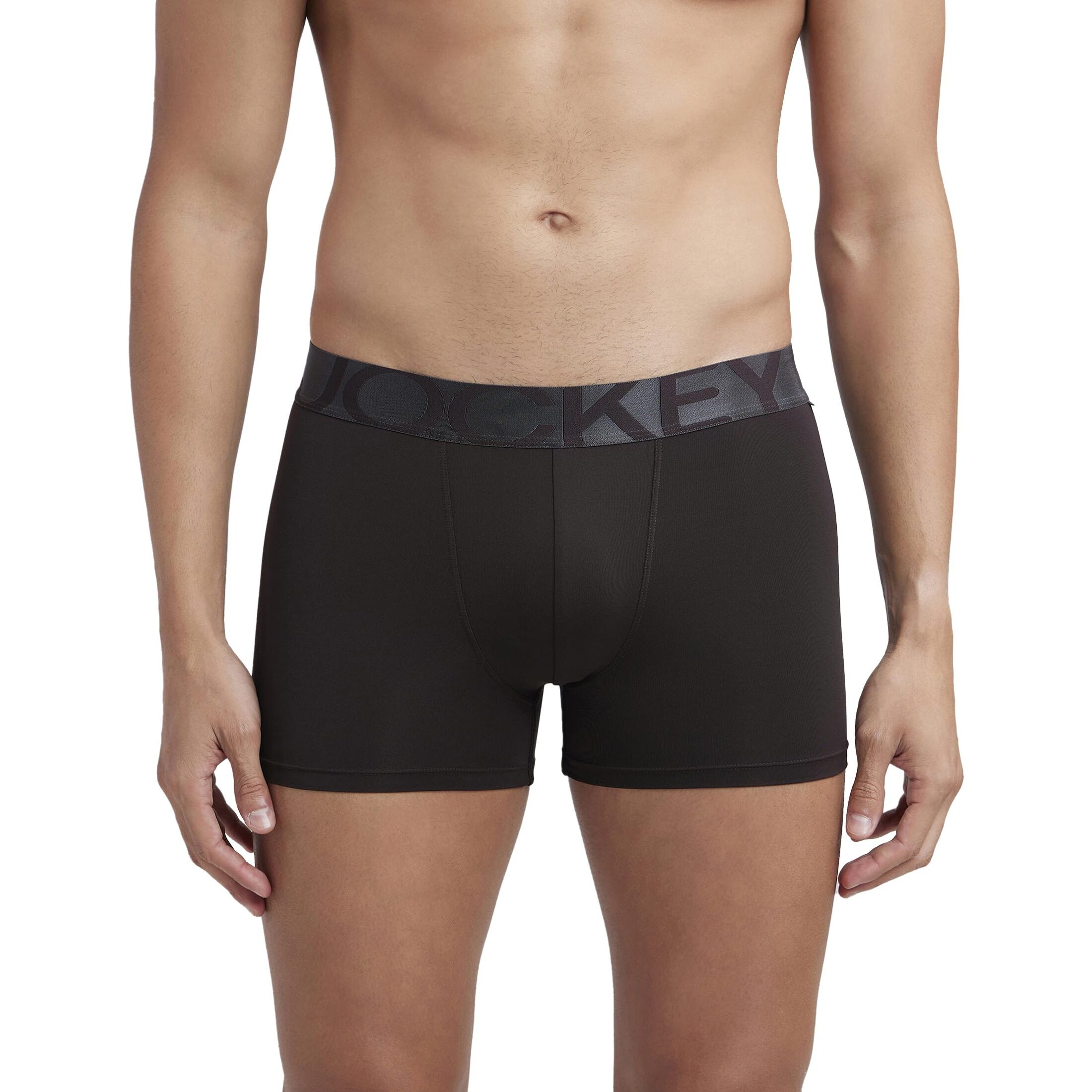 Jockey IC28 Men's Tactel Microfiber Elastane Stretch Solid Trunk with Moisture Move Treatment Brown
