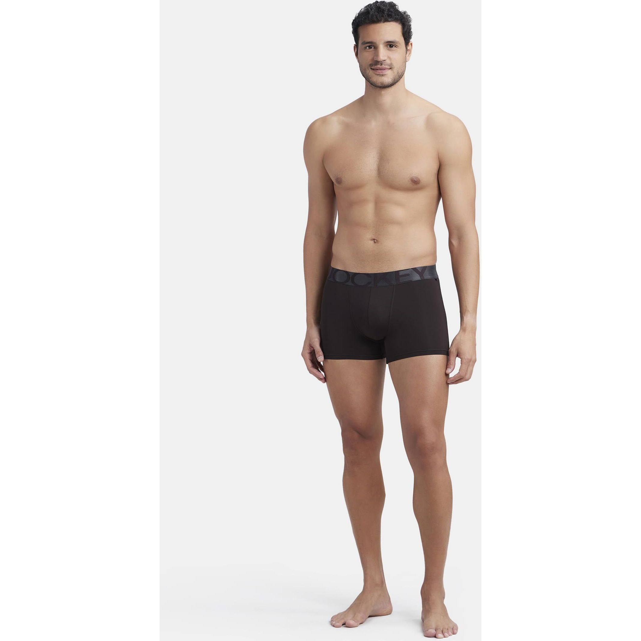 Jockey IC28 Men's Tactel Microfiber Elastane Stretch Solid Trunk with Moisture Move Treatment Brown