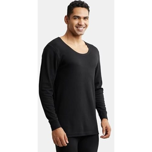 Jockey 2401 Men's Super Combed Cotton Rich Full Sleeve Thermal Undershirt with Stay Warm Technology_Black_M