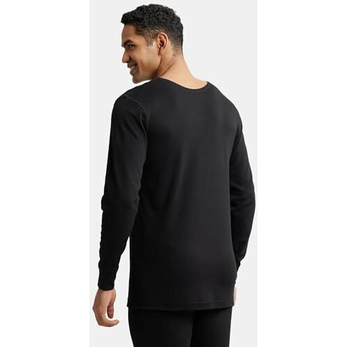 Jockey 2401 Men's Super Combed Cotton Rich Full Sleeve Thermal Undershirt with Stay Warm Technology_Black_M