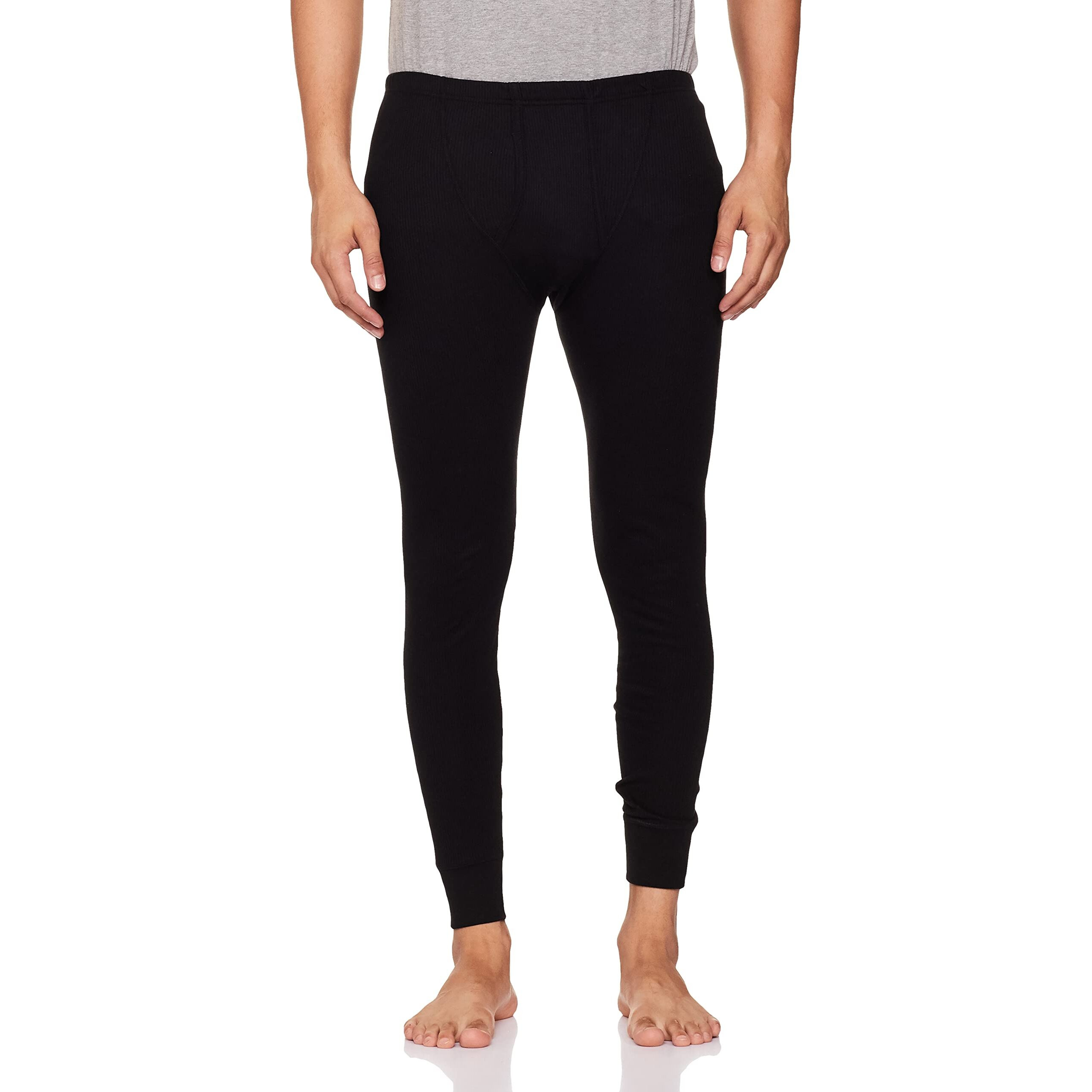 Jockey Men's Tailored Fit Cotton Thermal Long (2420-Black-L_Black_L)