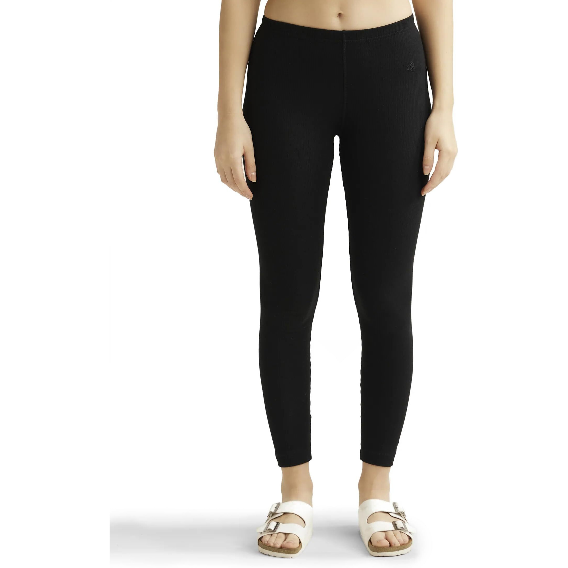 Jockey Women's Tailored Fit Cotton Leggings with Concealed Elastic Waistband (2520_Black_Large_Black_L)