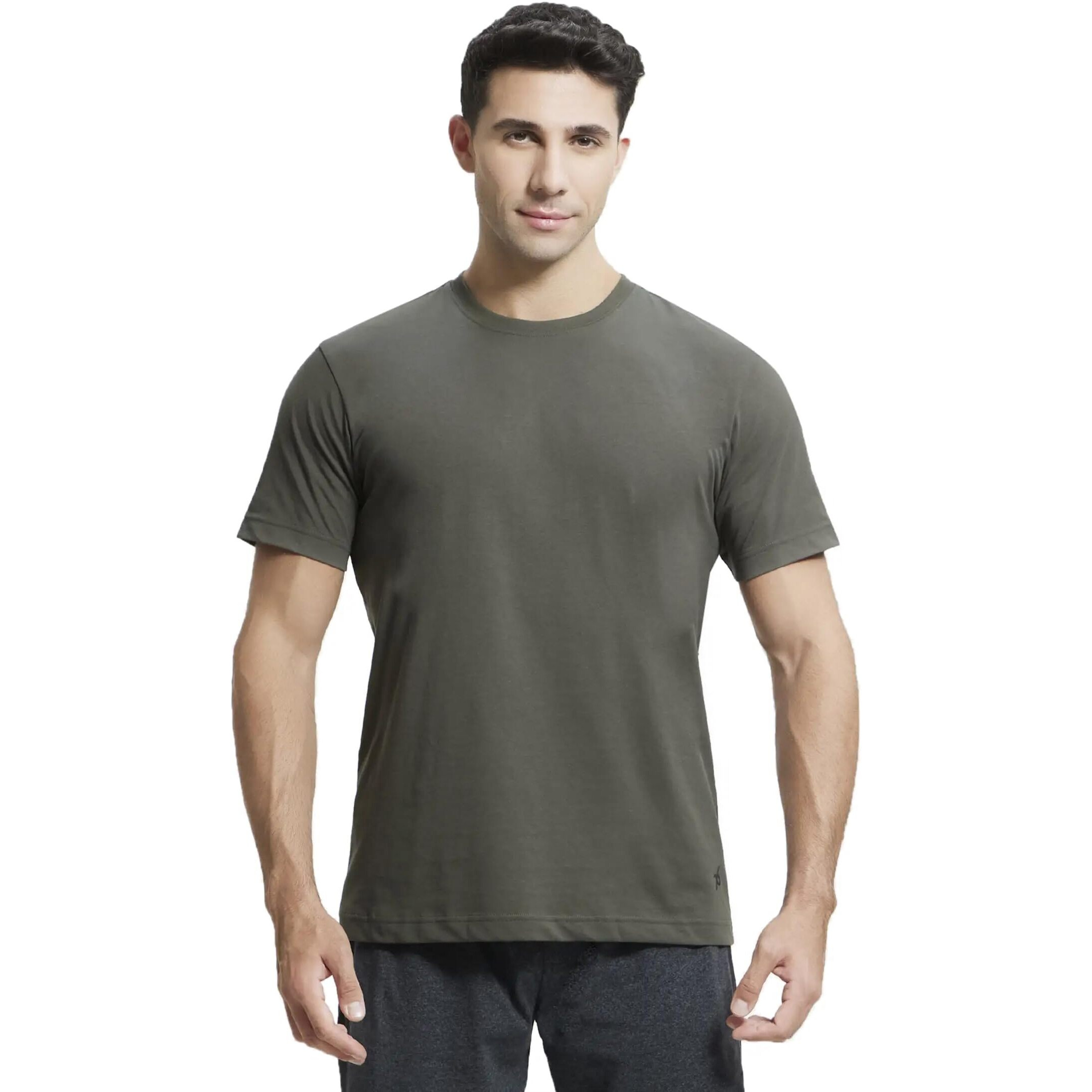 Jockey Men's Regular Fit Round Neck Half Sleeved T-Shirt 2714_Deep Olive_M