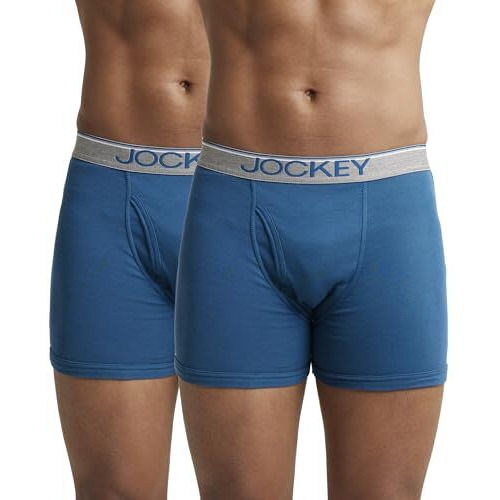 Jockey Men's Cotton Briefs (Pack of 2) (38048_Blue_L)