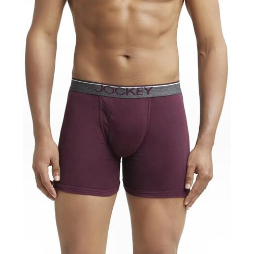 Jockey Men's Cotton Boxer Brief (Pack of 2) (37744_Purple_M)