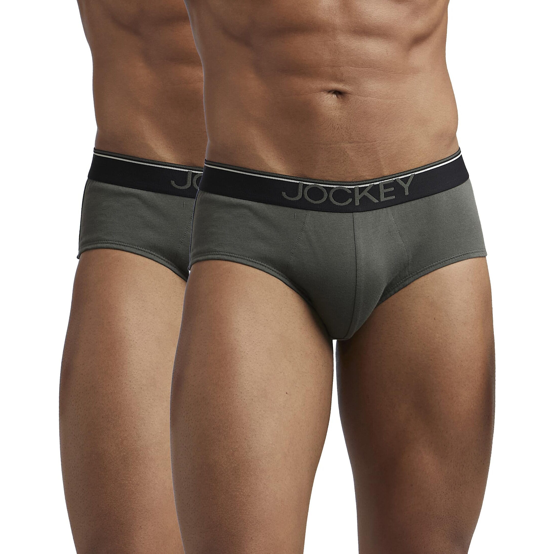 Jockey Men's Cotton Square Cut Brief (Pack of 2) (37829_Green_XL)