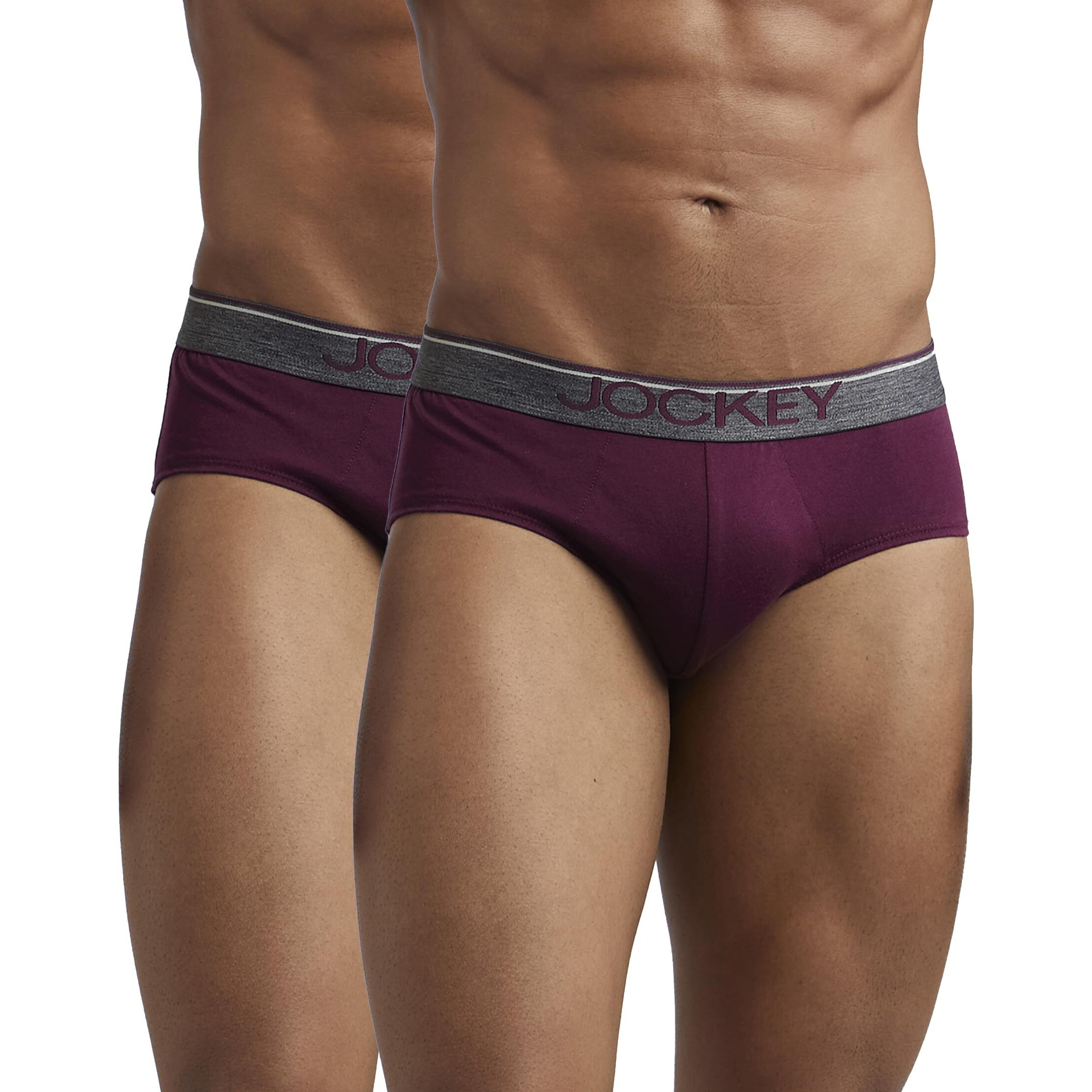 Jockey Men's Cotton Square Cut Brief (Pack of 2) (37837_Purple_XL)