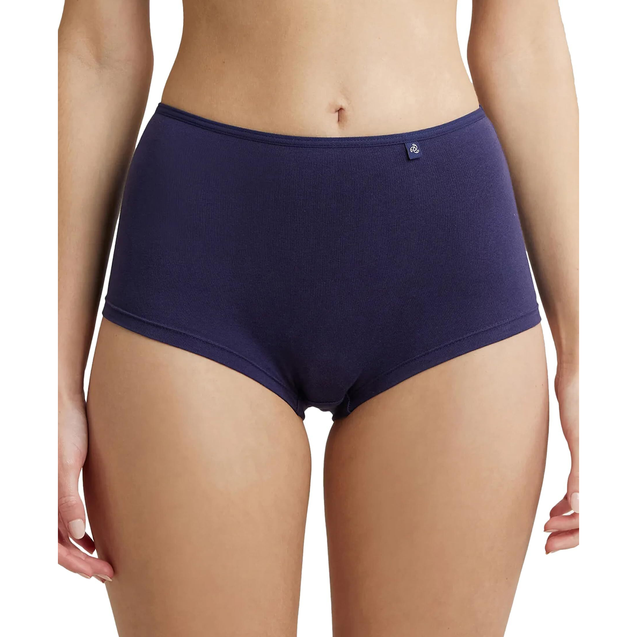 Jockey SS04 Women's High Coverage Super Combed Cotton Elastane Stretch Mid Waist Boy Shorts with Concealed Waistband and StayFresh Treatment_Classic Navy_XL