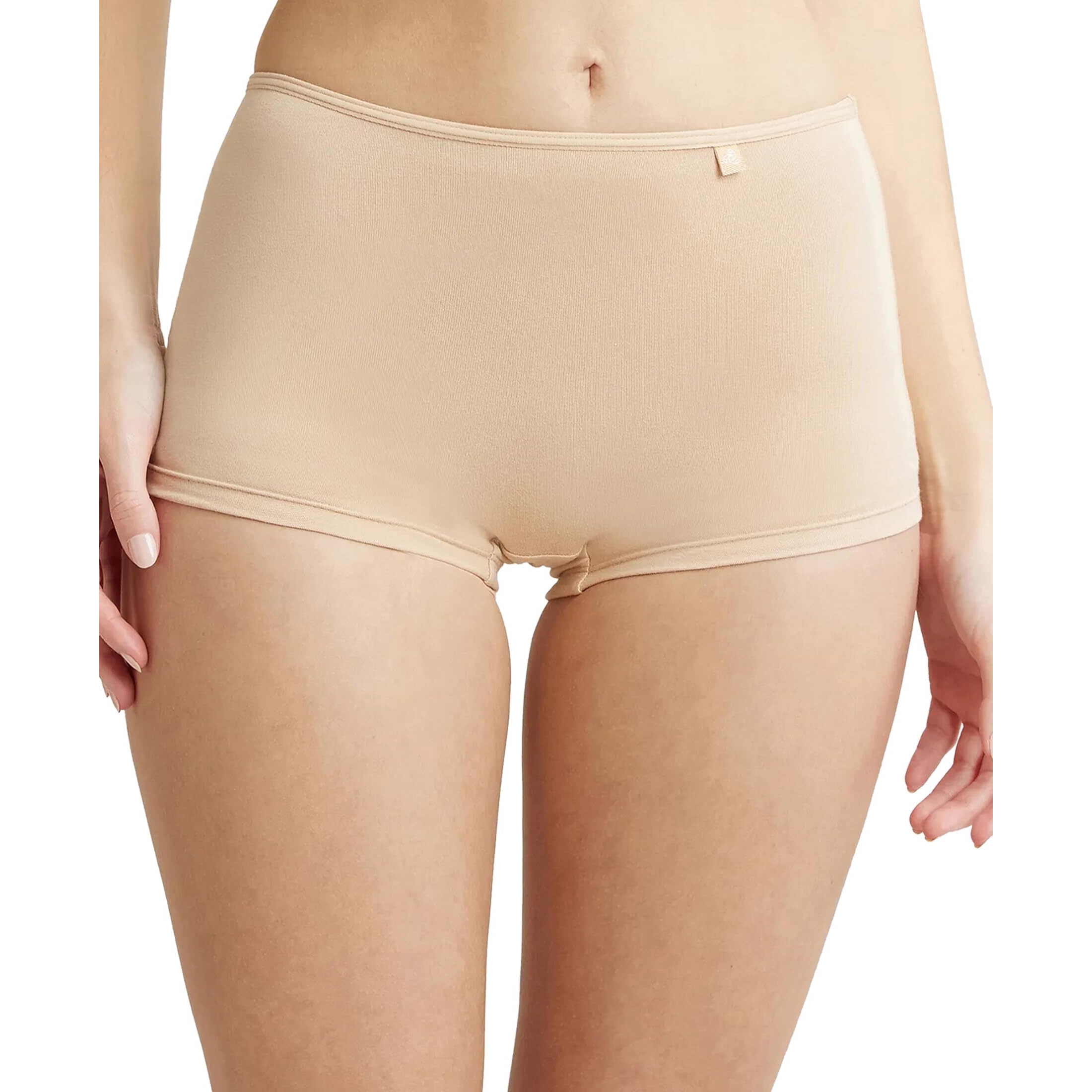 Jockey SS04 Women's High Coverage Super Combed Cotton Elastane Stretch Mid Waist Boy Shorts with Concealed Waistband and StayFresh Treatment_Light Skin_M