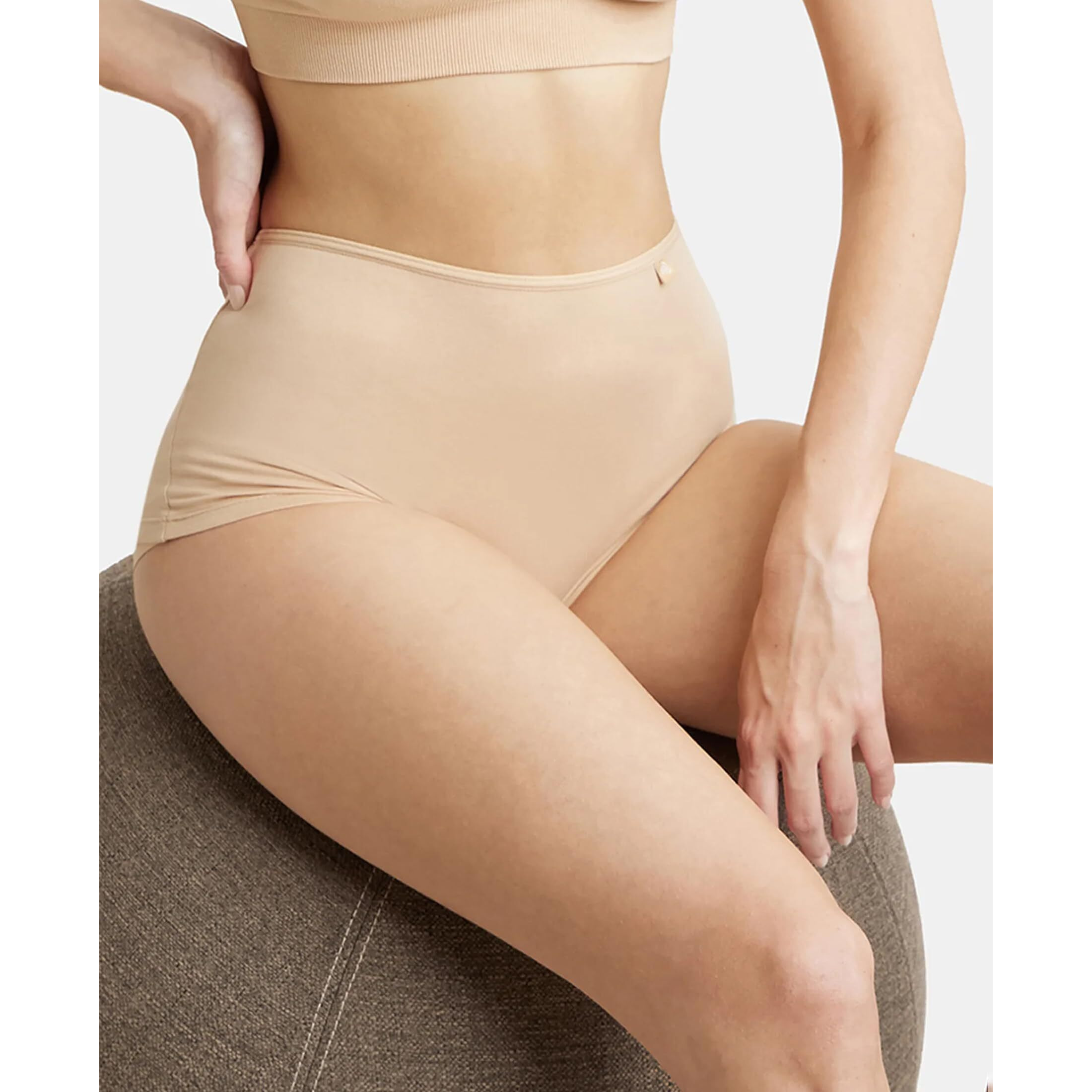 Jockey SS04 Women's High Coverage Super Combed Cotton Elastane Stretch Mid Waist Boy Shorts with Concealed Waistband and StayFresh Treatment_Light Skin_M