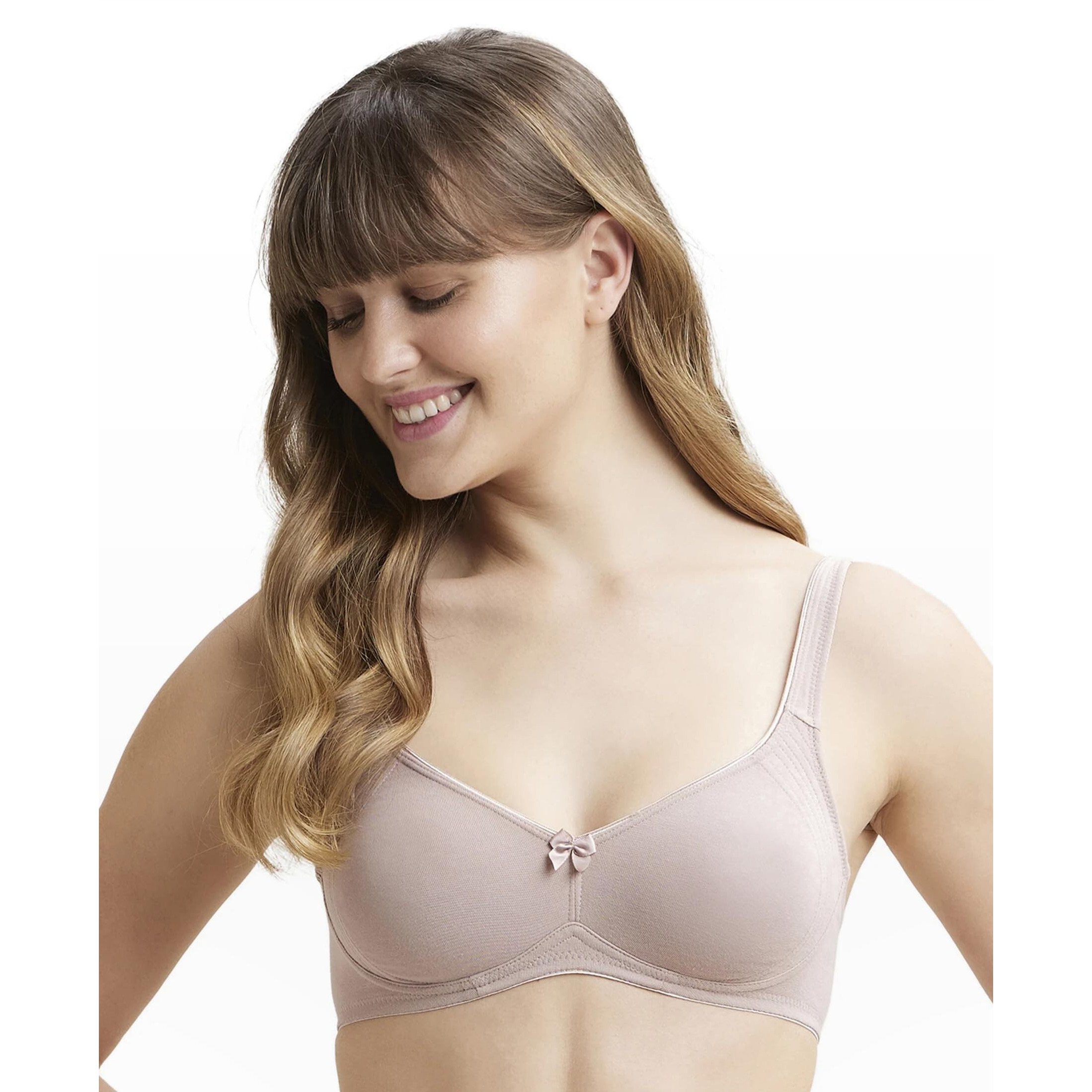 Jockey 1250 Women's Wirefree Non Padded Super Combed Cotton Elastane Stretch Full Coverage Everyday Bra with Contoured Shaper Panel and Adjustable Straps_Mocha_36C