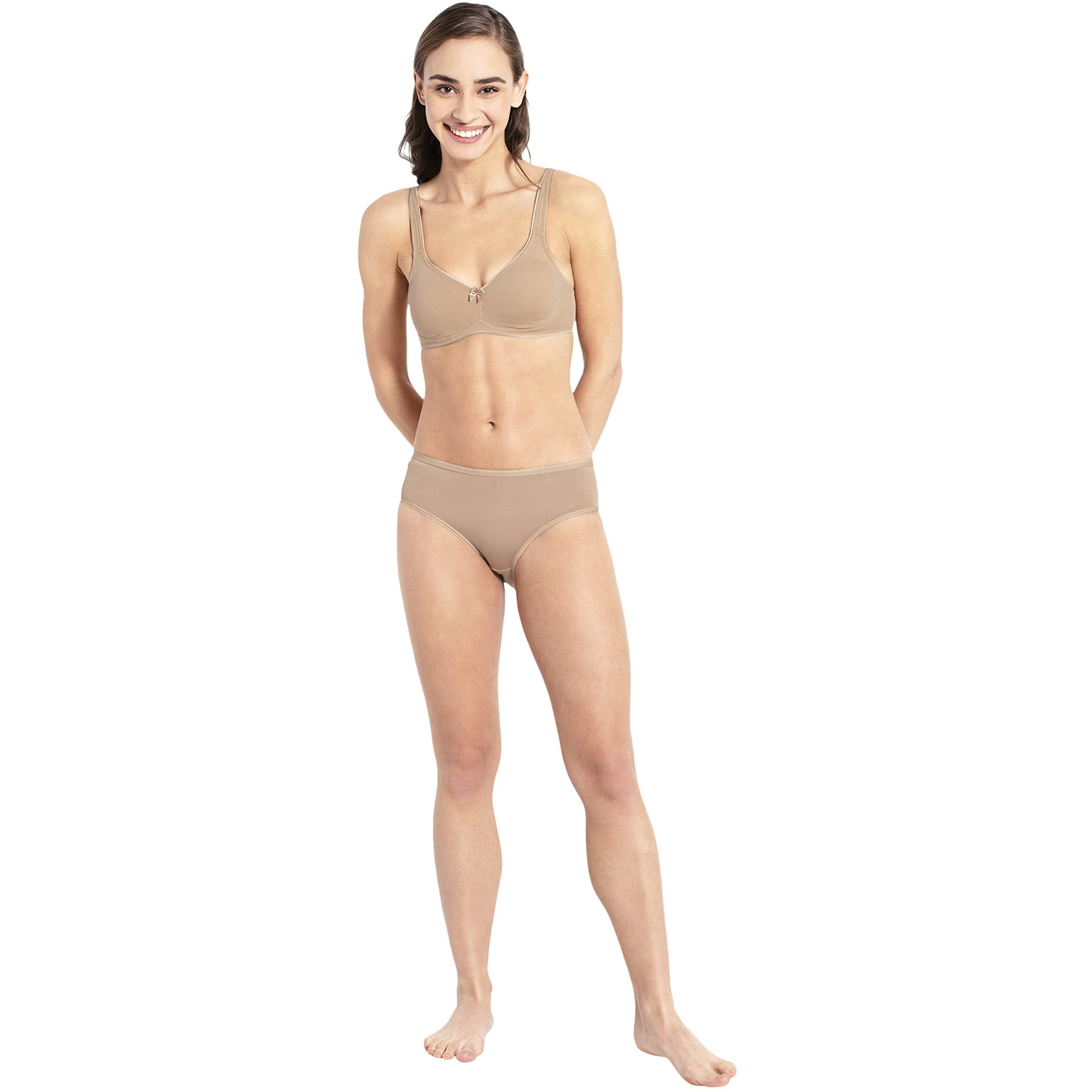 Jockey 1250 Women's Wirefree Non Padded Super Combed Cotton Elastane Stretch Full Coverage Everyday Bra with Contoured Shaper Panel and Adjustable Straps_Skin_34D