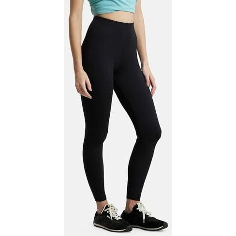 Jockey Women's Slim Fit Cotton Blend Leggings with Concealed Elastic Band (AW87_Black_XL_Black_XL)