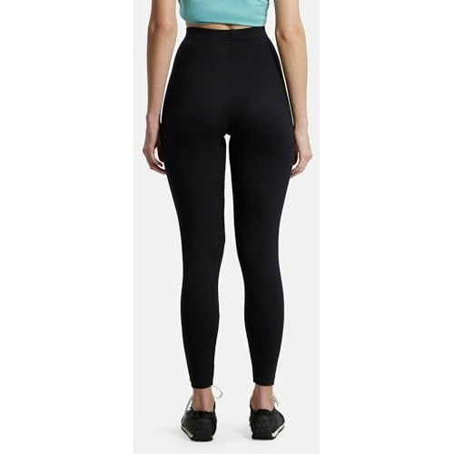 Jockey Women's Slim Fit Cotton Blend Leggings with Concealed Elastic Band (AW87_Black_XL_Black_XL)