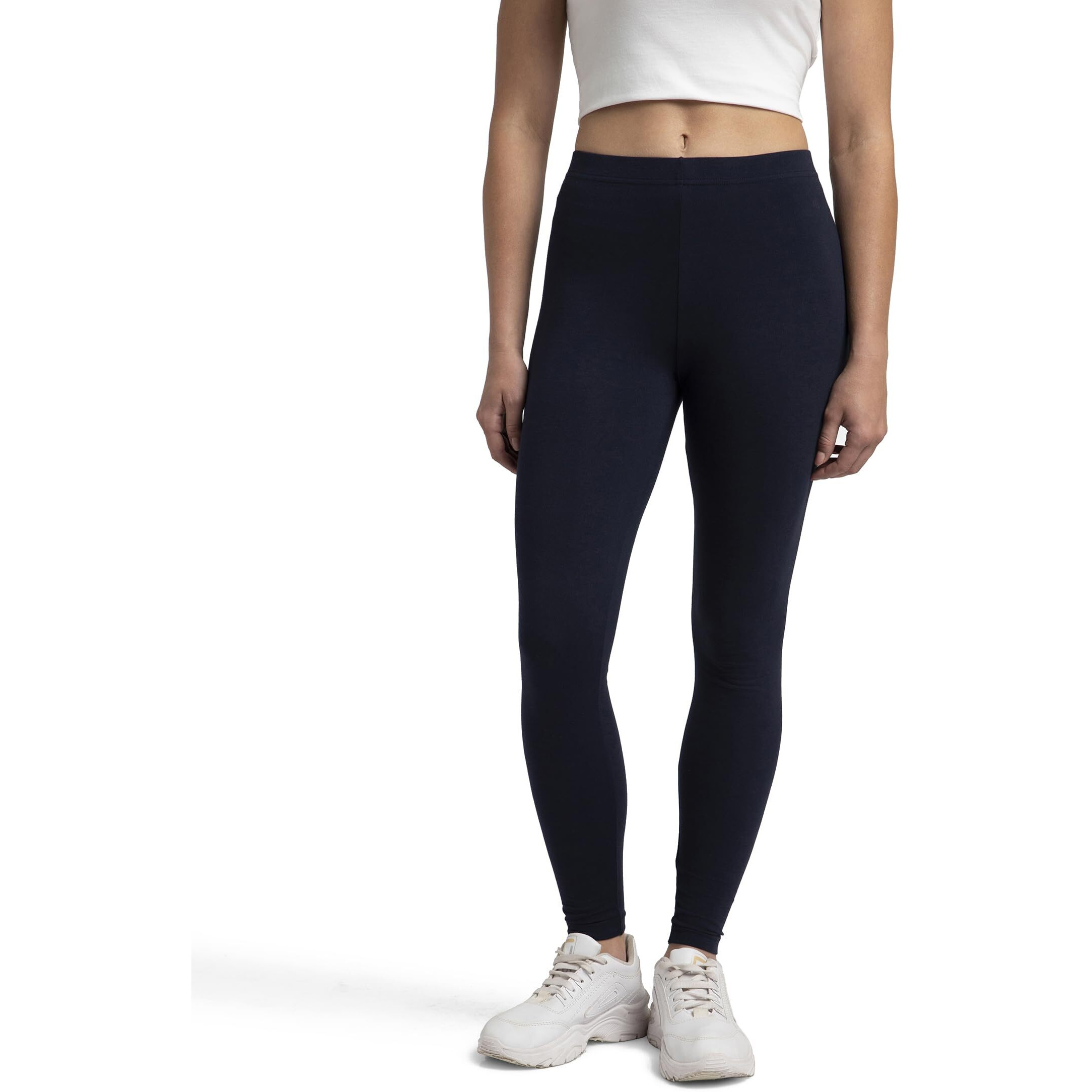 Jockey Women's Super Combed Cotton Elastane Stretch Slim Fit Leggings with Ultrasoft Waistband_Style_AW87_Navy Blazer_L