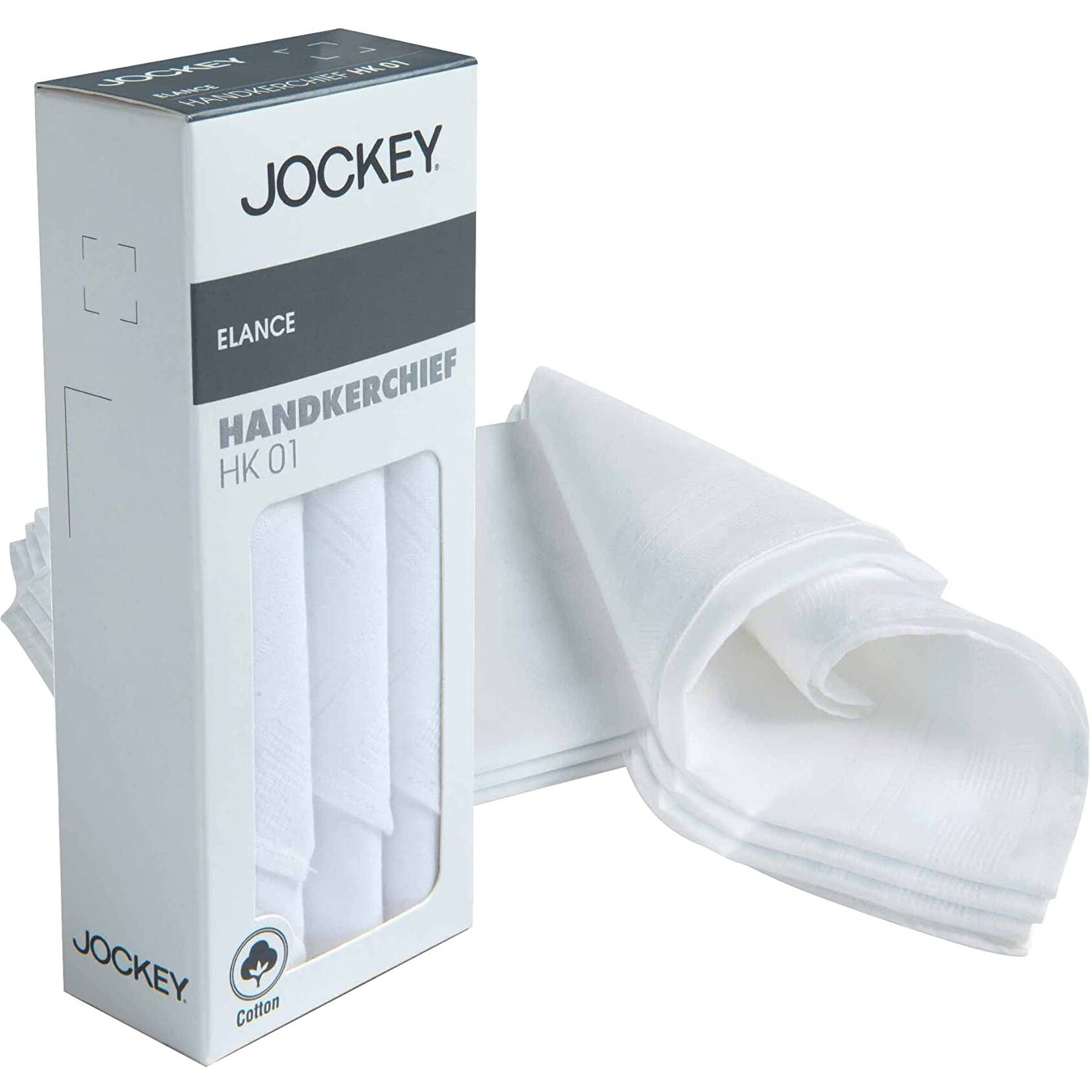 Jockey Cotton Men White Casual Style Handkerchief (Pack Of 3) Hk01_White_Free Size