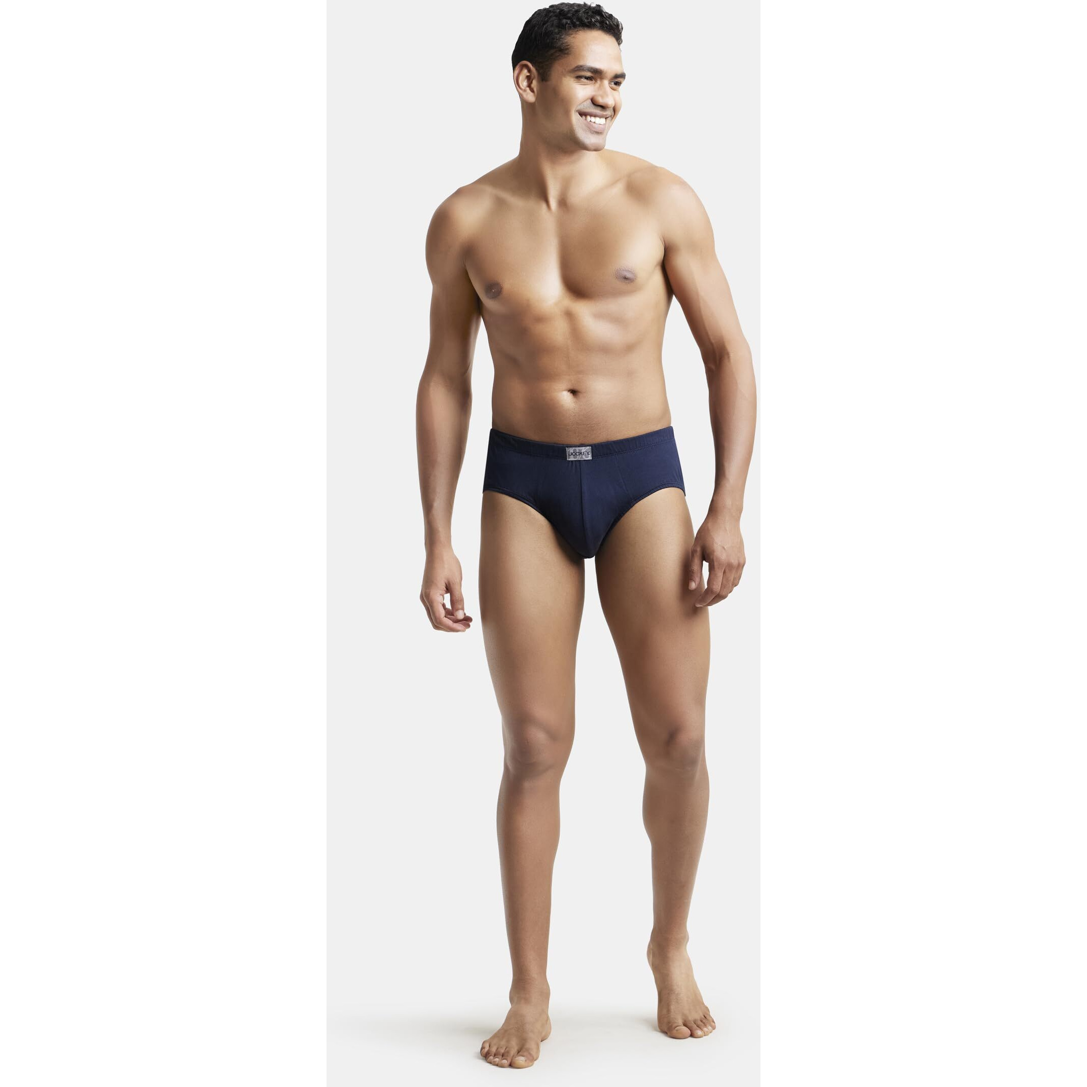 Jockey Men's Cotton Briefs (8035_Pack of 3_Deep Navy_L)