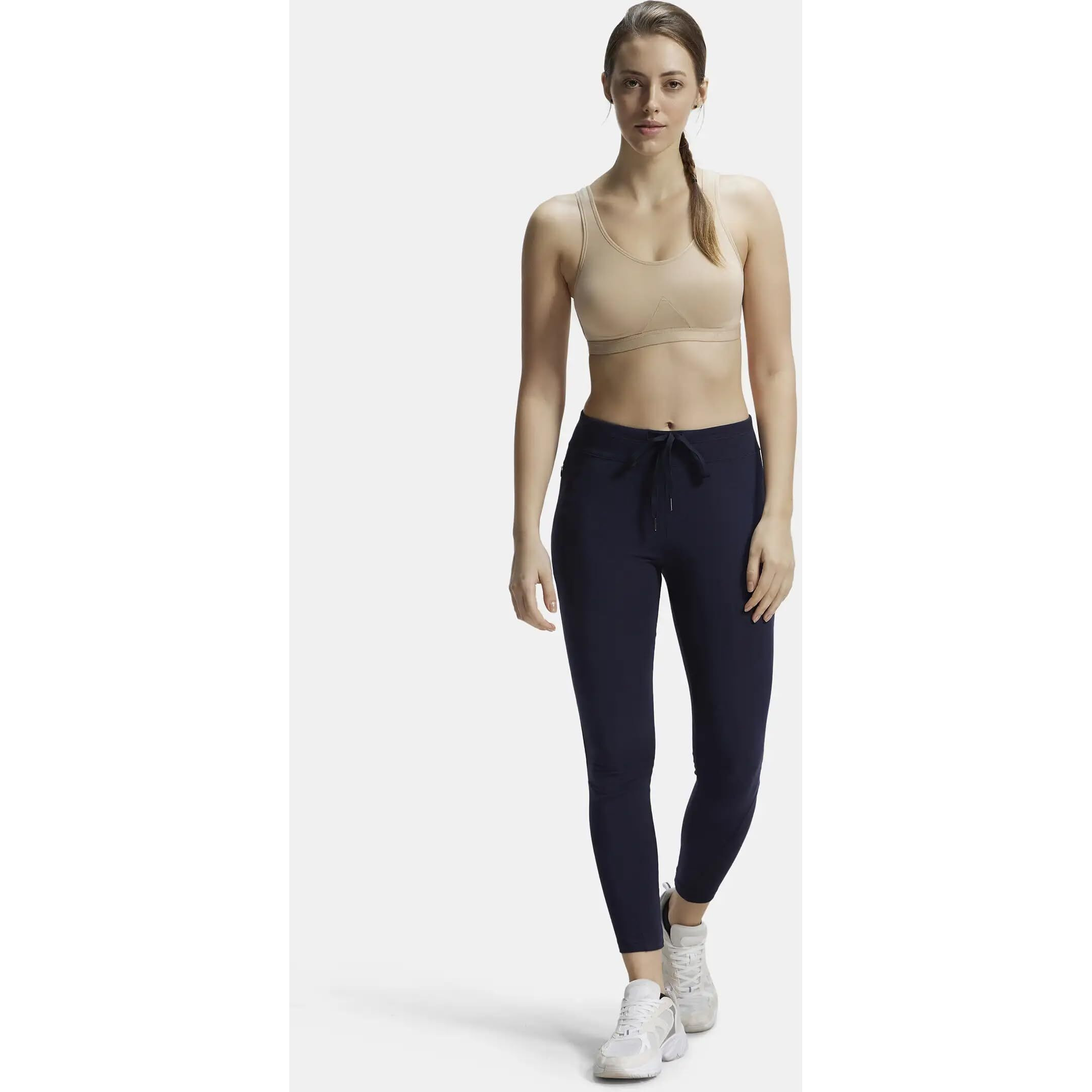 Jockey 1376 Women's Wirefree Non Padded Super Combed Cotton Elastane Stretch Full Coverage Slip-On Active Bra with Wider Straps and Moisture Move Treatment_Skin_M