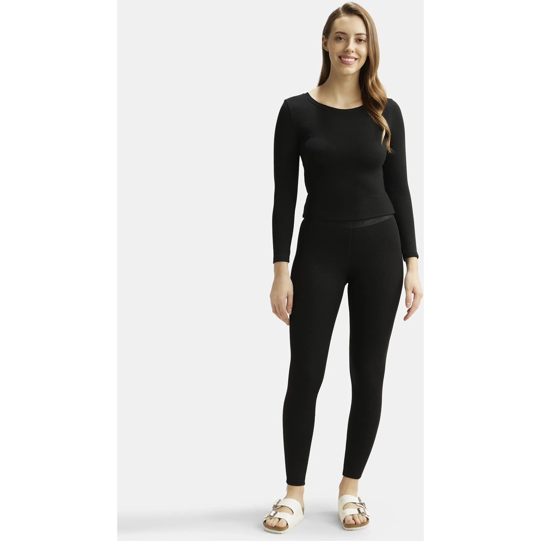 Jockey 2541 Women's Soft Touch Microfiber Elastane Stretch Fleece Fabric Thermal Leggings with Stay Warm Technology_Black_M