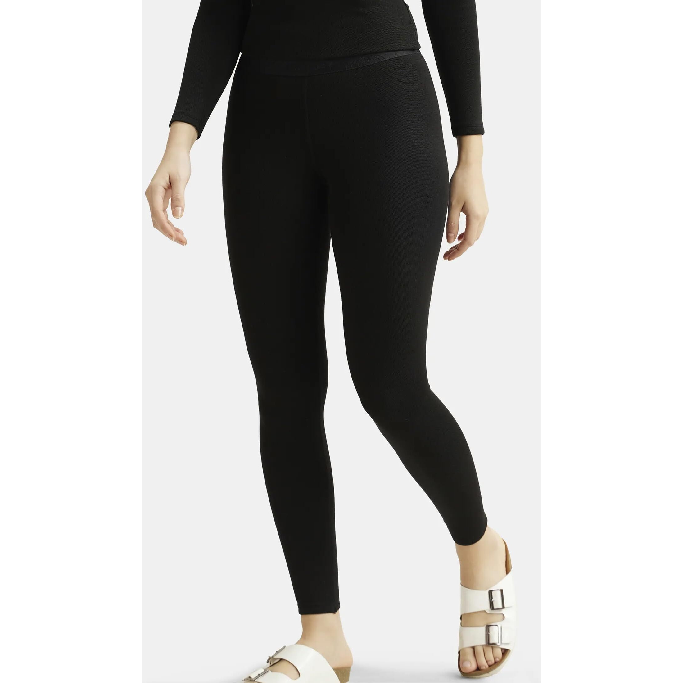 Jockey 2541 Women's Soft Touch Microfiber Elastane Stretch Fleece Fabric Thermal Leggings with Stay Warm Technology_Black_M