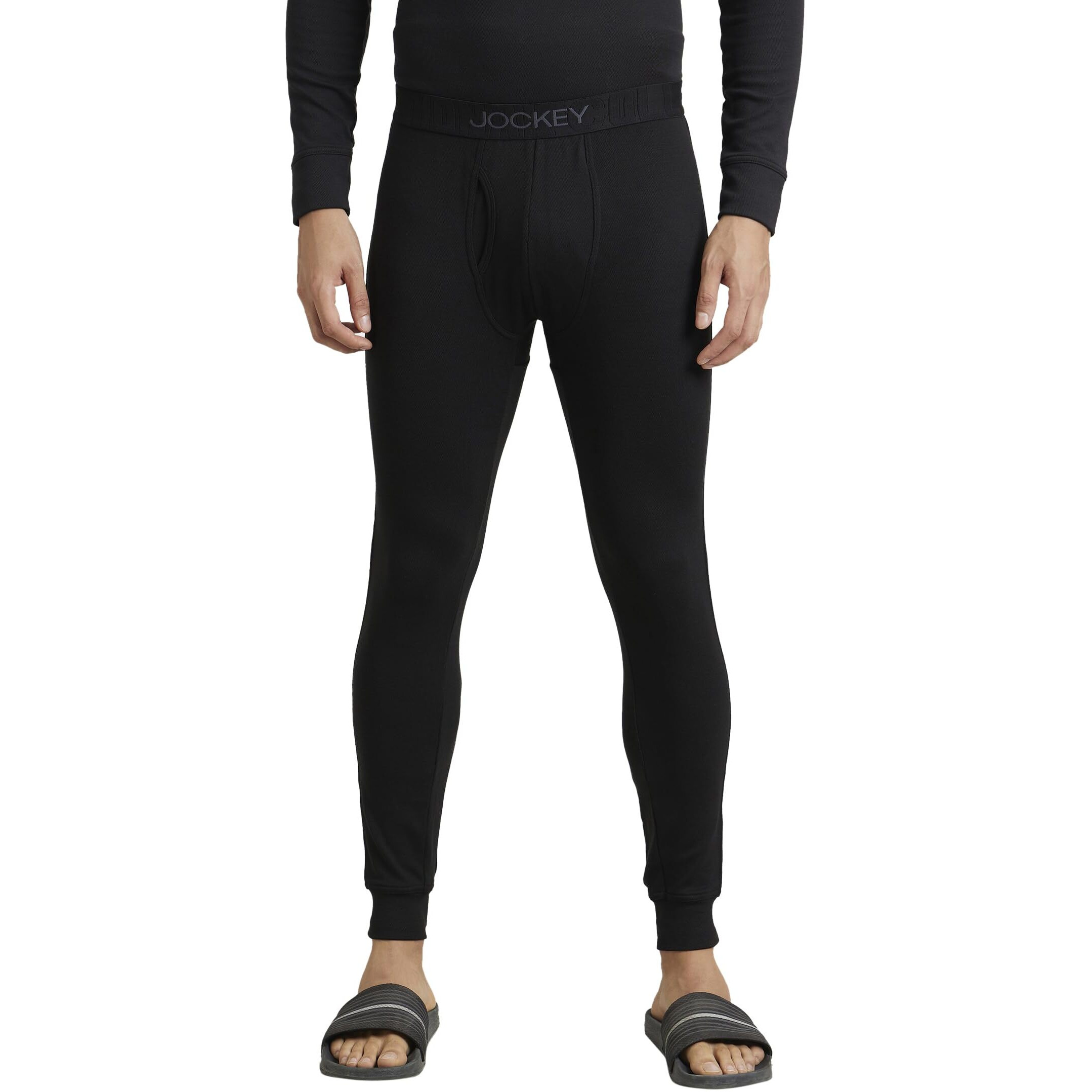 Jockey Men's Soft Touch Microfiber Elastane Stretch Fleece Fabric Thermal Long John with Stay Fresh & StayWarm Technology_Style_2623_Black_XL