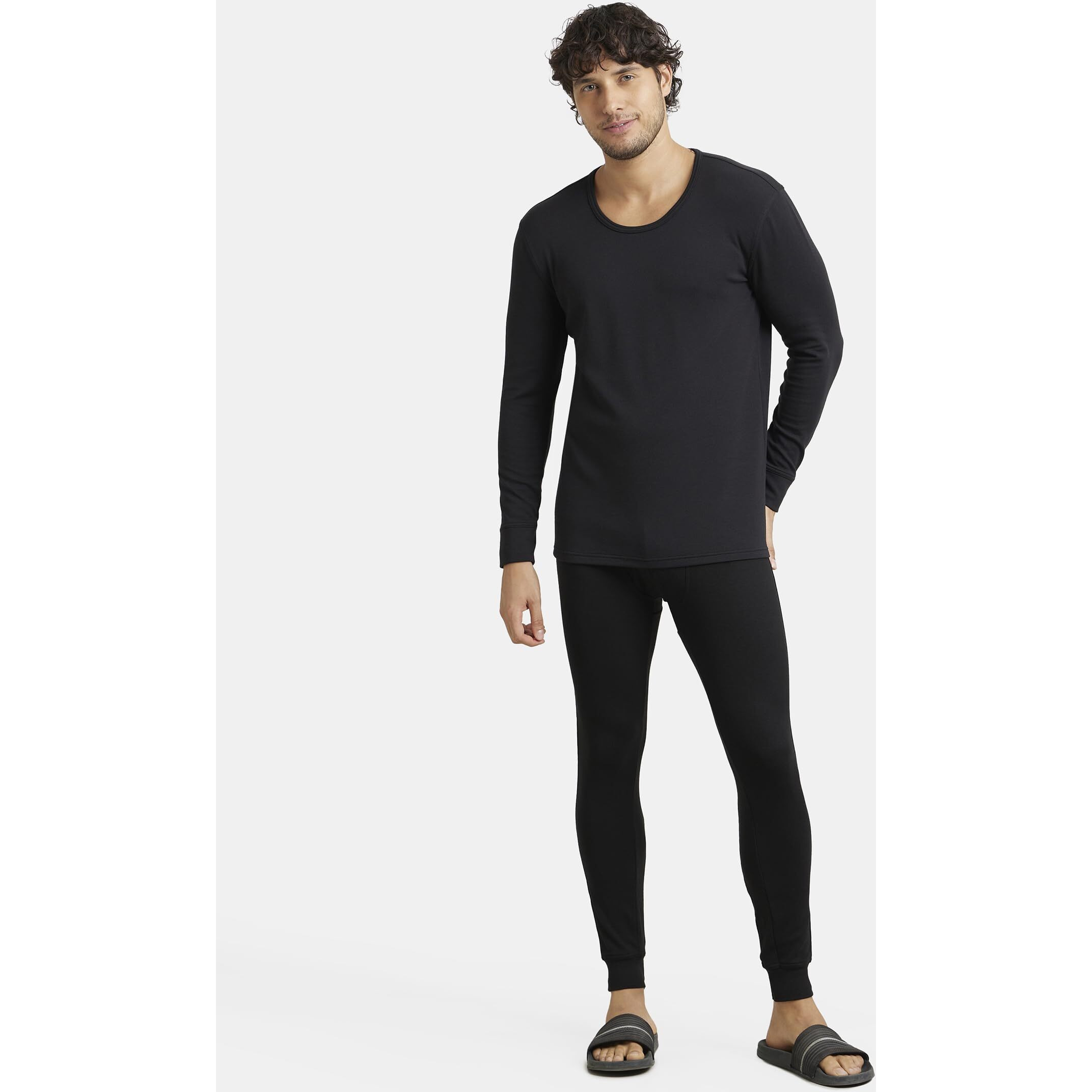 Jockey Men's Soft Touch Microfiber Elastane Stretch Fleece Fabric Thermal Long John with Stay Fresh & StayWarm Technology_Style_2623_Black_XL