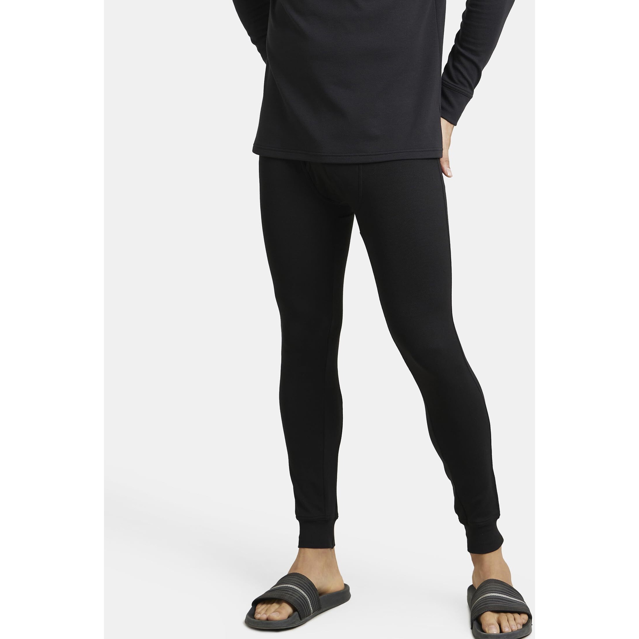 Jockey Men's Soft Touch Microfiber Elastane Stretch Fleece Fabric Thermal Long John with Stay Fresh & StayWarm Technology_Style_2623_Black_XL