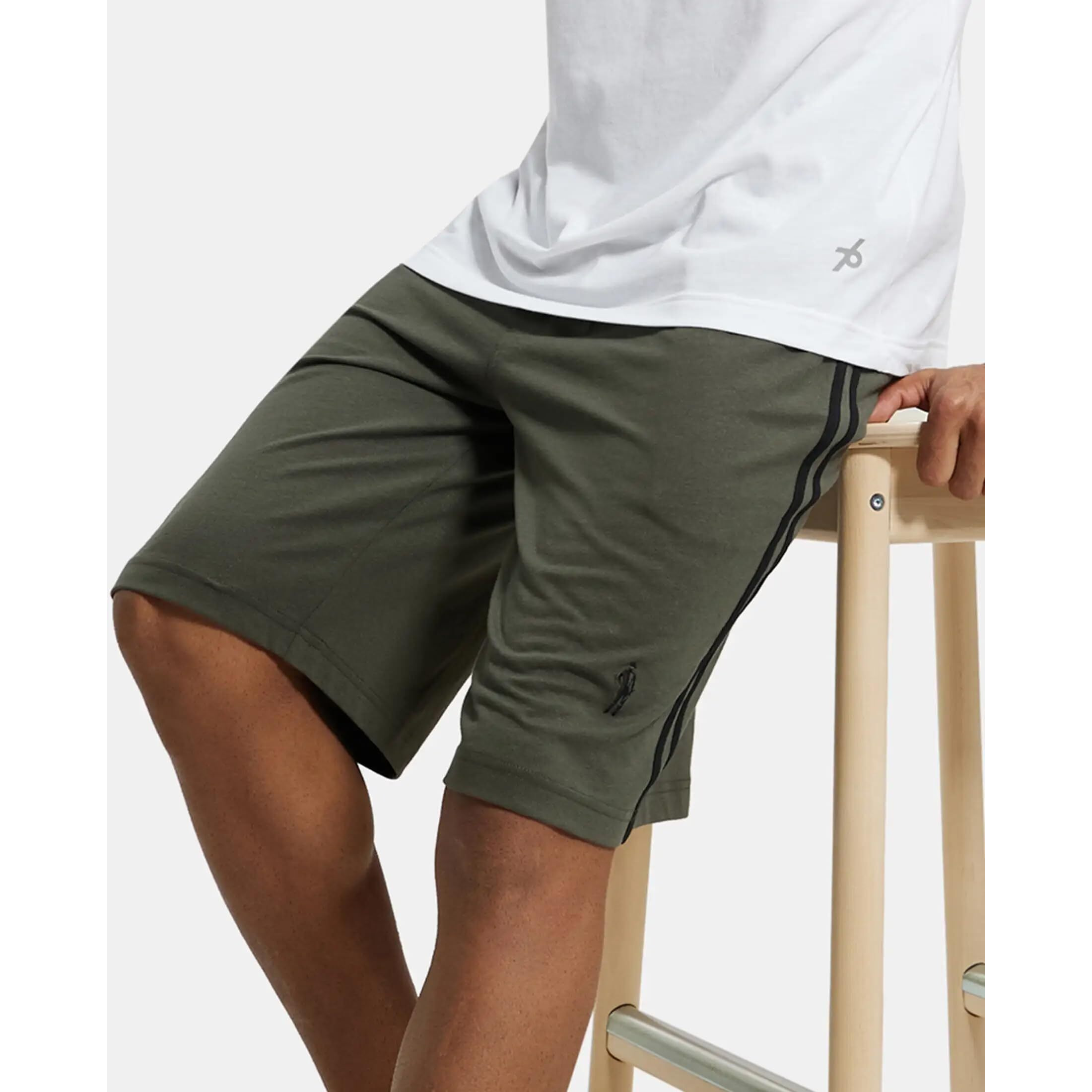 Jockey Straight Fit Sports Shorts for Men with Drawstring 9426_Deep Olive & Black_XXL