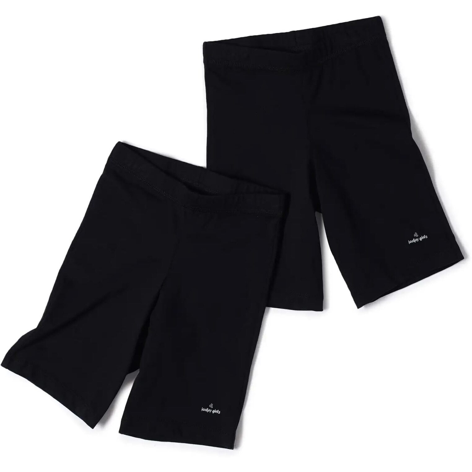 Jockey SG03 Girl's Super Combed Cotton Elastane Stretch Shorties with Ultrasoft Waistband_Black_7-8 Yrs