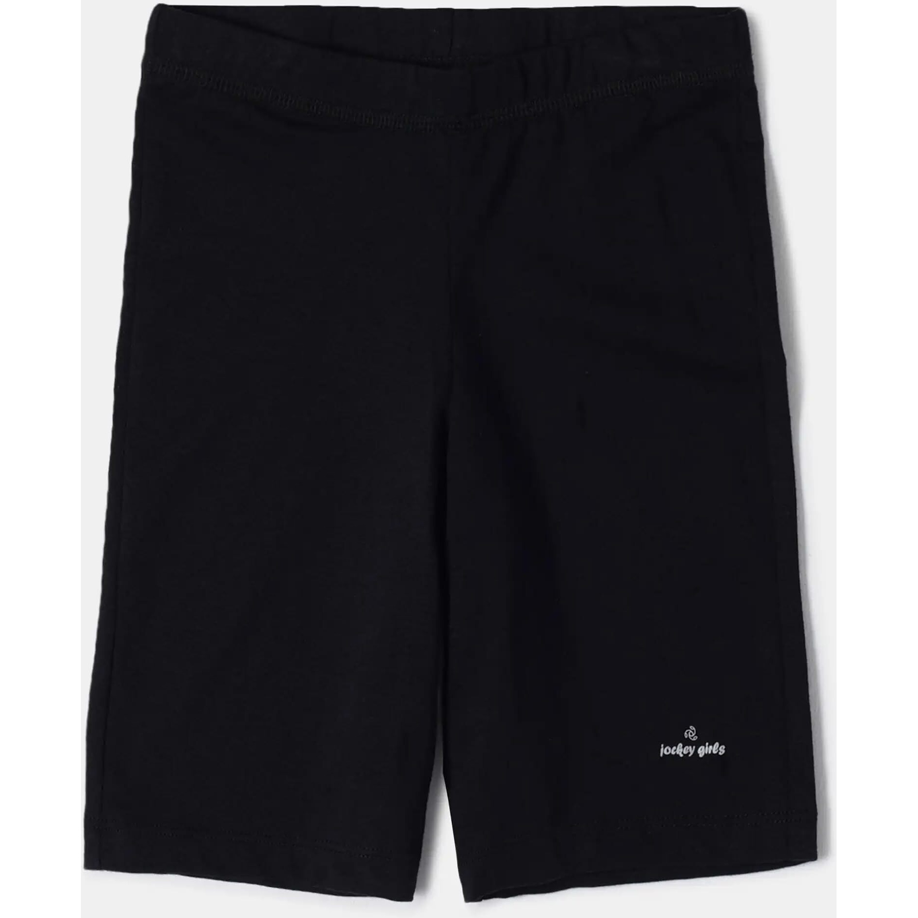 Jockey SG03 Girl's Super Combed Cotton Elastane Stretch Shorties with Ultrasoft Waistband_Black_7-8 Yrs
