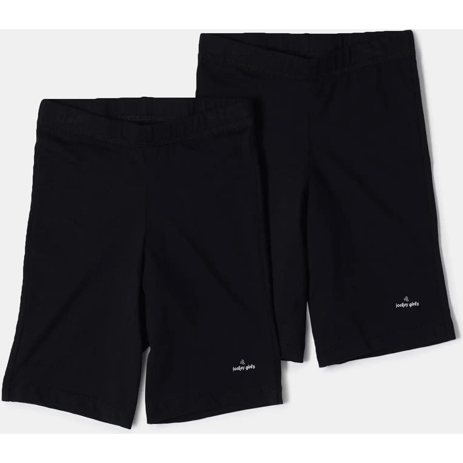 Jockey SG03 Girl's Super Combed Cotton Elastane Stretch Shorties with Ultrasoft Waistband_Black_7-8 Yrs