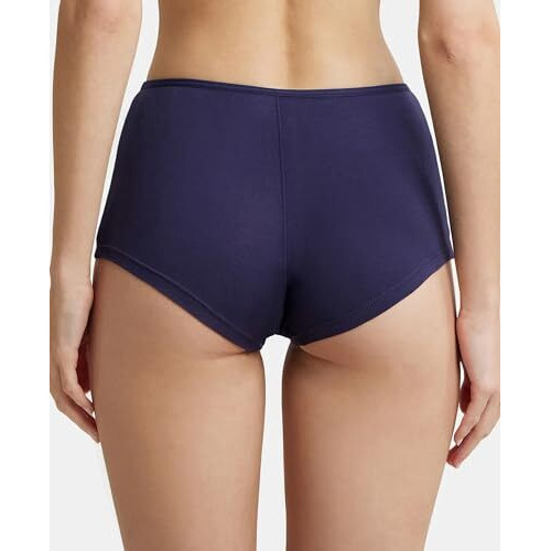 Jockey SS04 Women's High Coverage Super Combed Cotton Elastane Stretch Mid Waist Boy Shorts with Concealed Waistband and StayFresh Treatment_Classic Navy_XXL