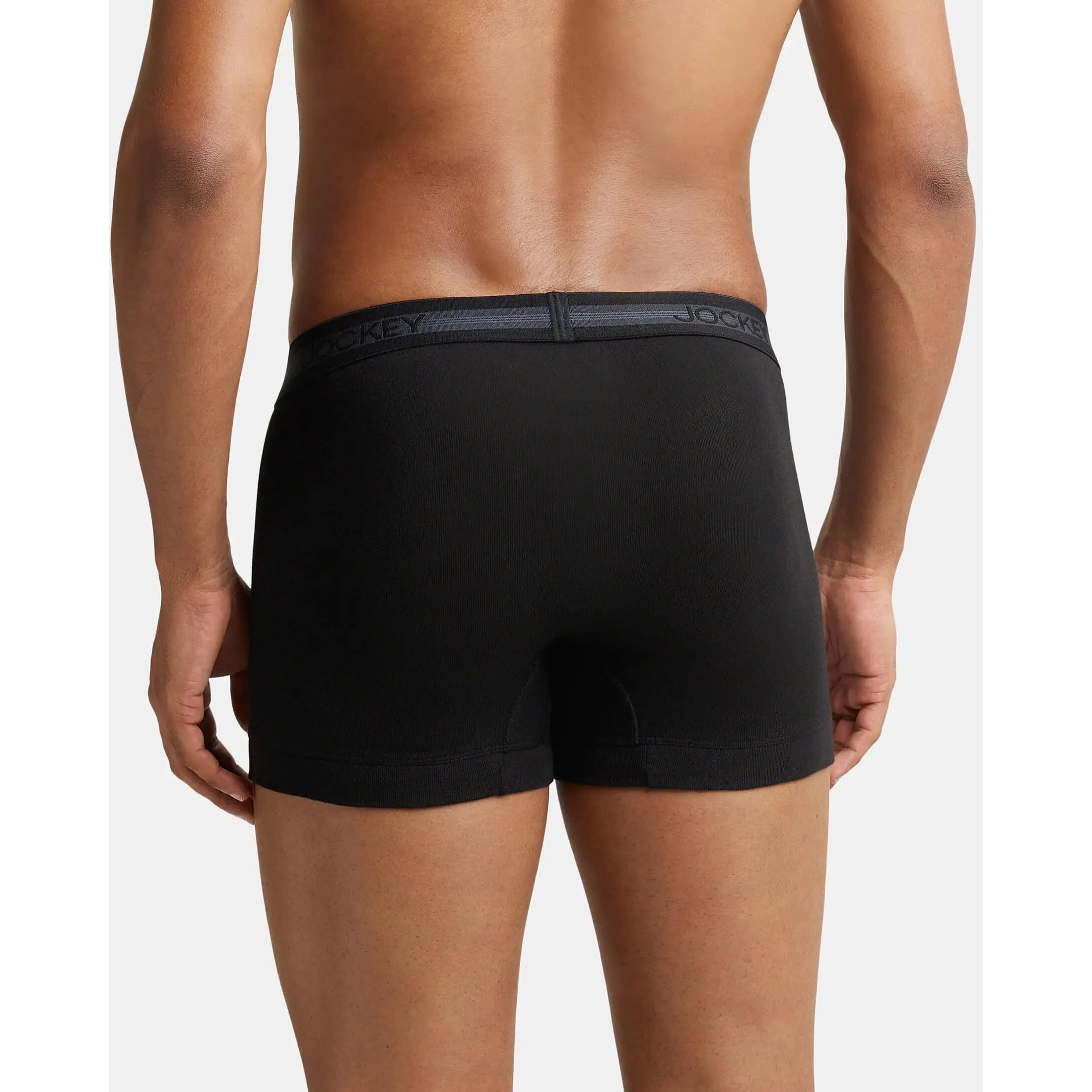 Jockey Men's Super Combed Cotton Rib Solid Trunk with Stay Fresh Properties (Pack of 2)_Style_1015_Black_L