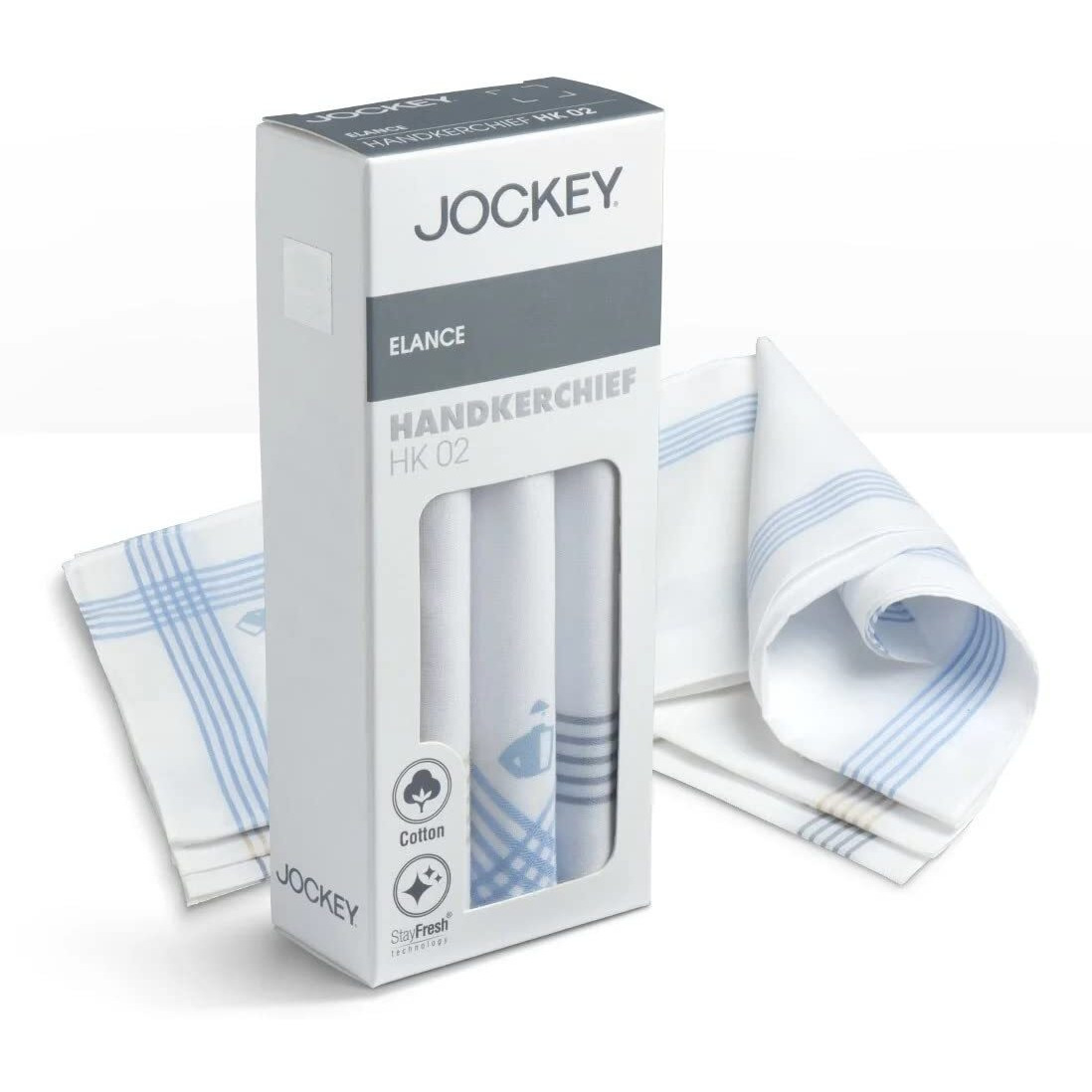 Jockey Cotton Men White Casual Style Handkerchief With Coloured Border (Pack Of 3)_HK02_White_Free Size
