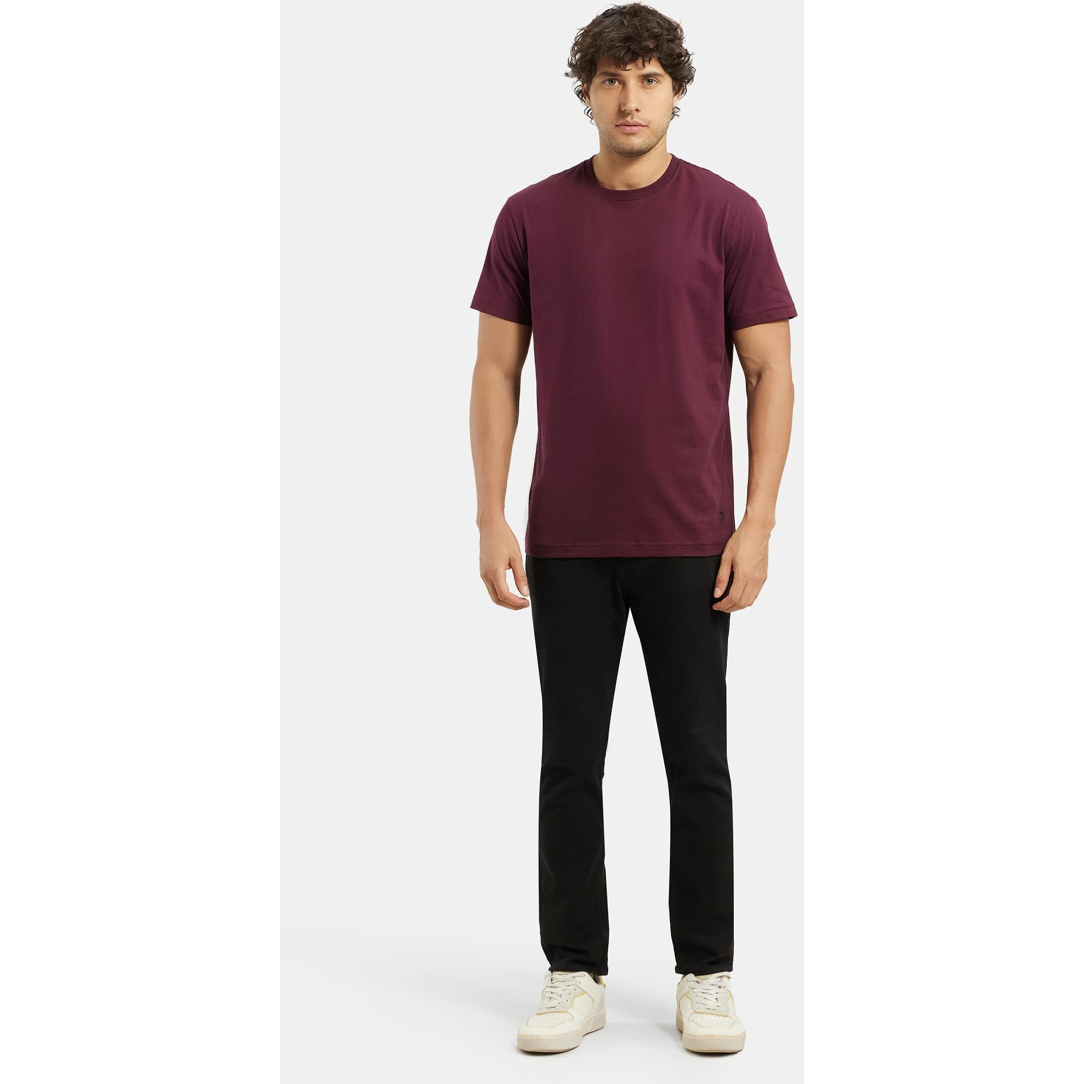 Jockey Men's Regular Fit Round Neck Half Sleeved T-Shirt 2714_Wine Tasting_L