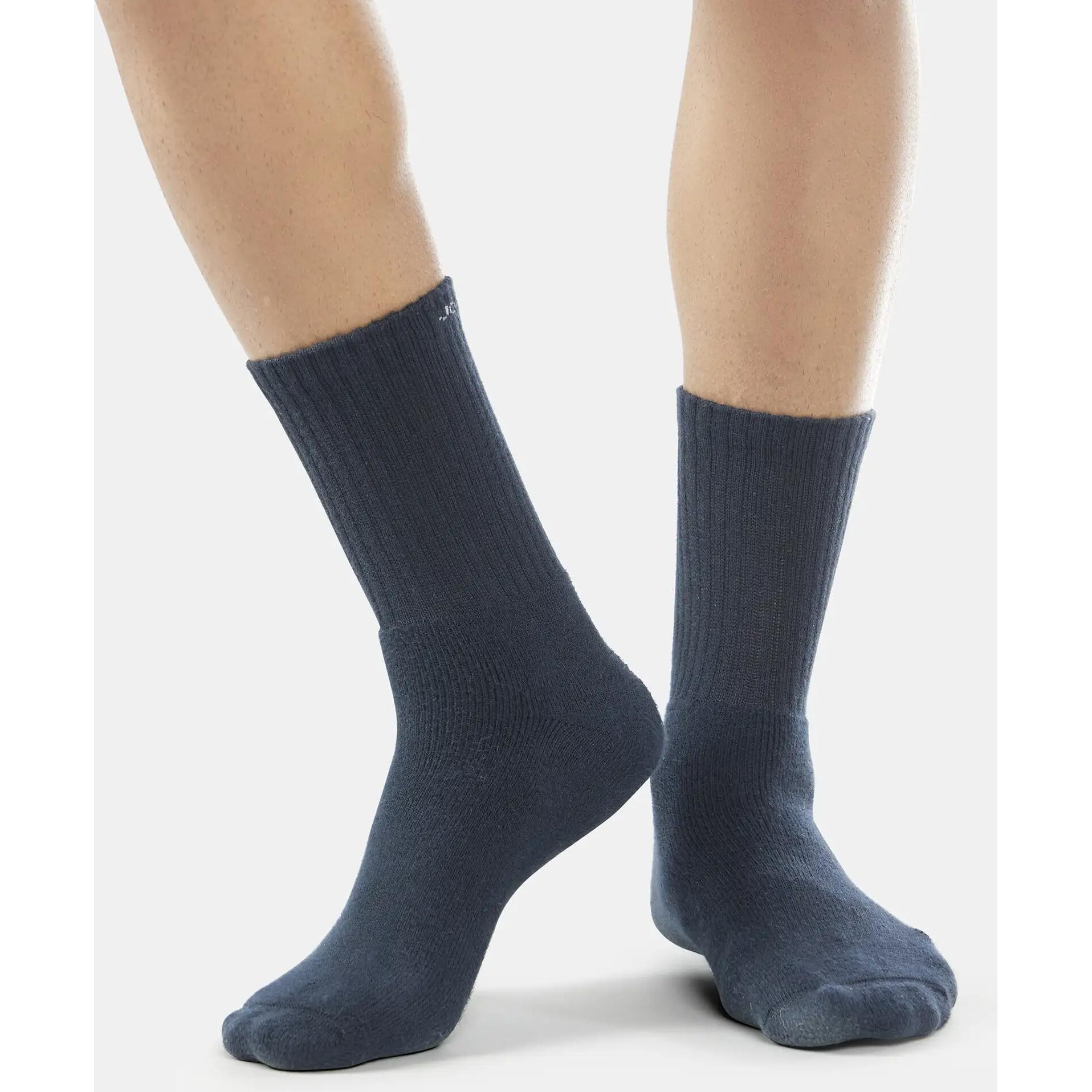 Jockey Men's Calf Length Sports Cotton Socks (Pack of 3) 7035_Black/Midgrey Mel/Charcoal Mel_Free Size