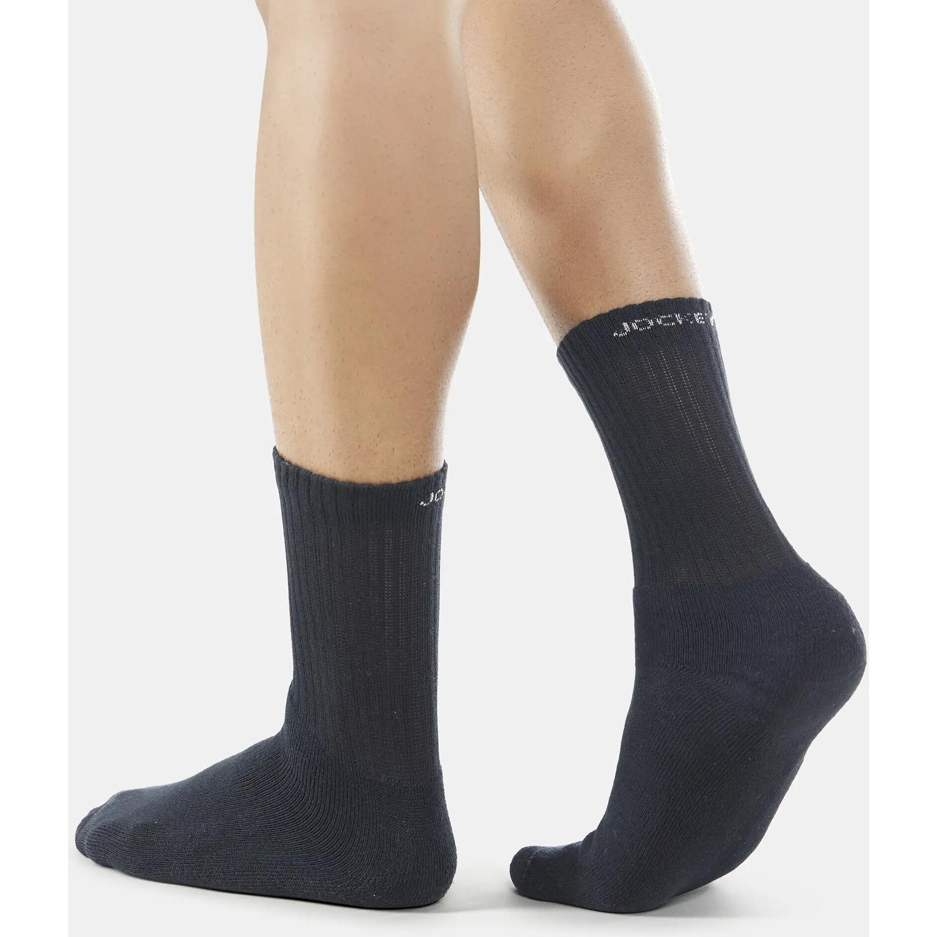 Jockey Men's Calf Length Sports Cotton Socks (Pack of 3) 7035_Black/Midgrey Mel/Navy_Free Size